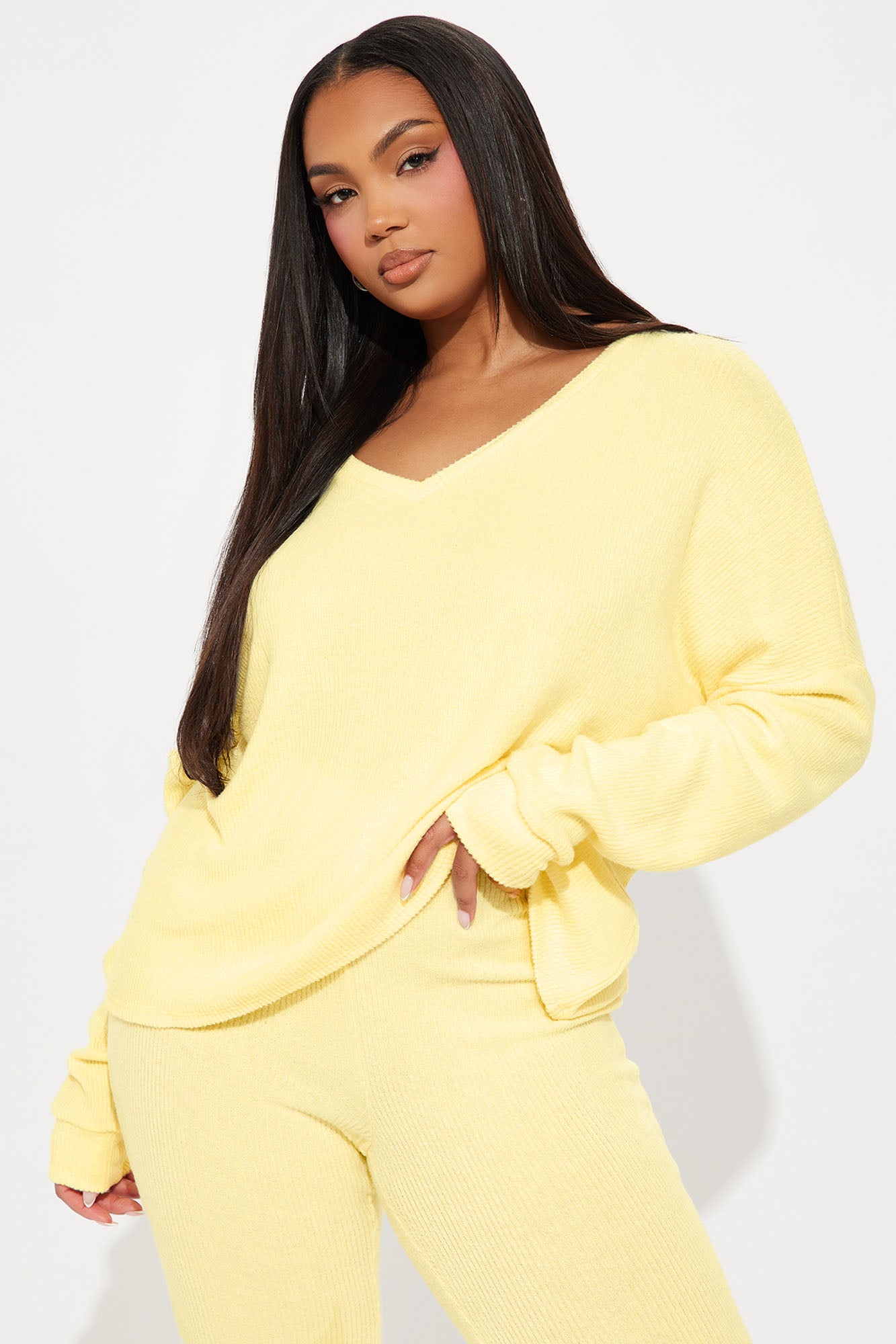 In The Clouds Cozy Pant Set - Butter Yellow - Image 5