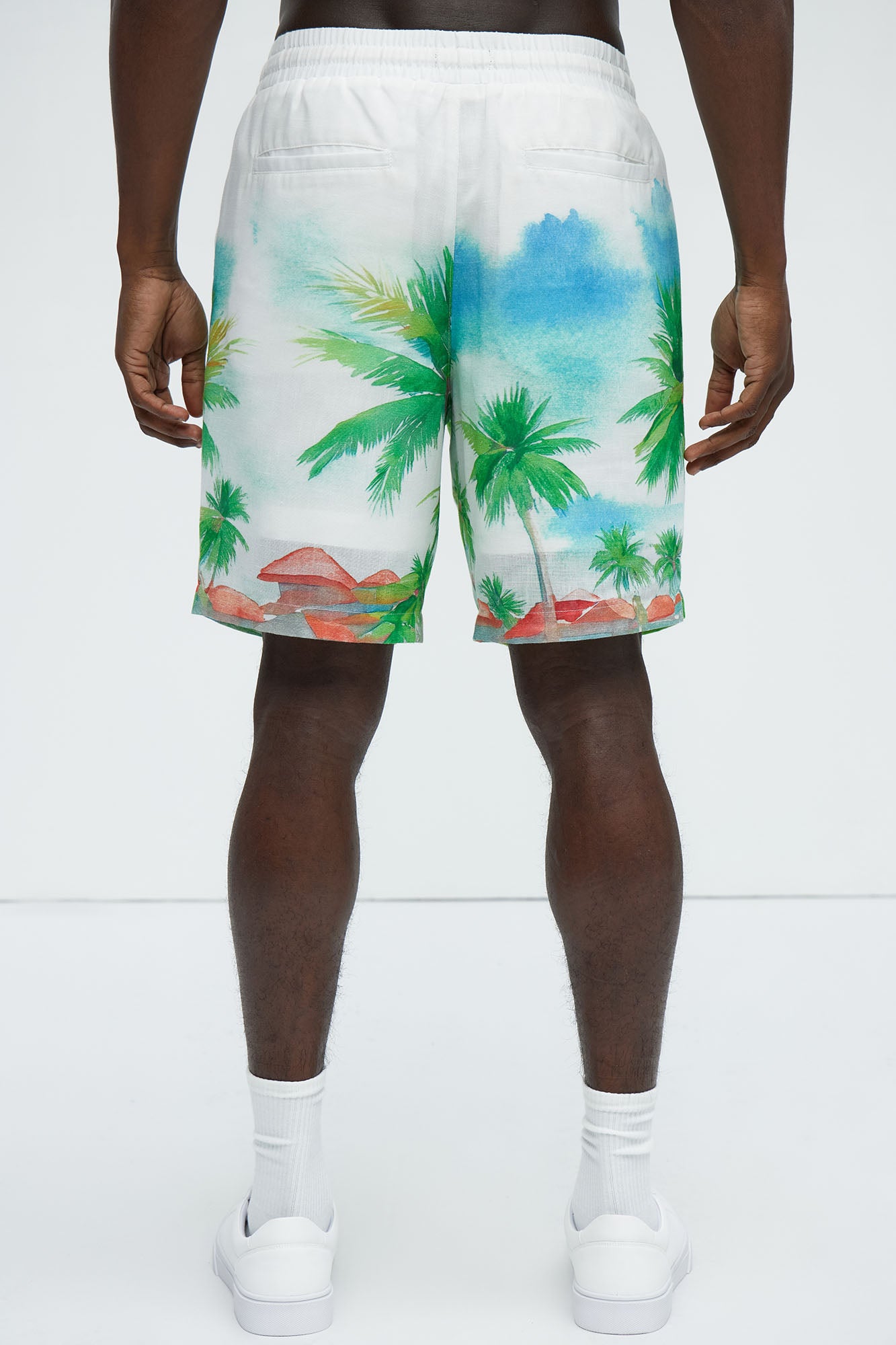 Watercolor Tropics Resort Shorts - White/combo - Image 3