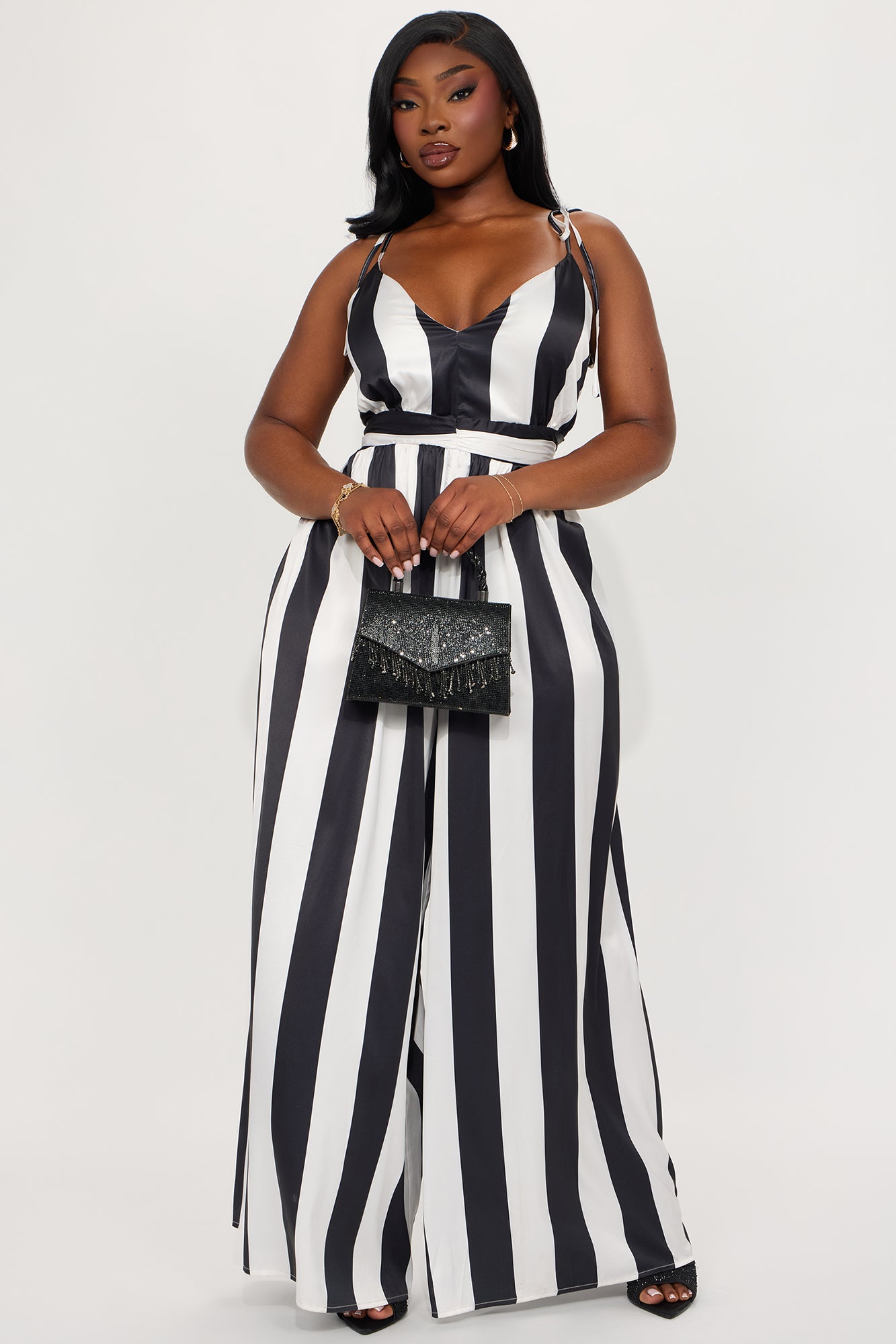 All An Illusion Satin Jumpsuit - Black/White - Image 4
