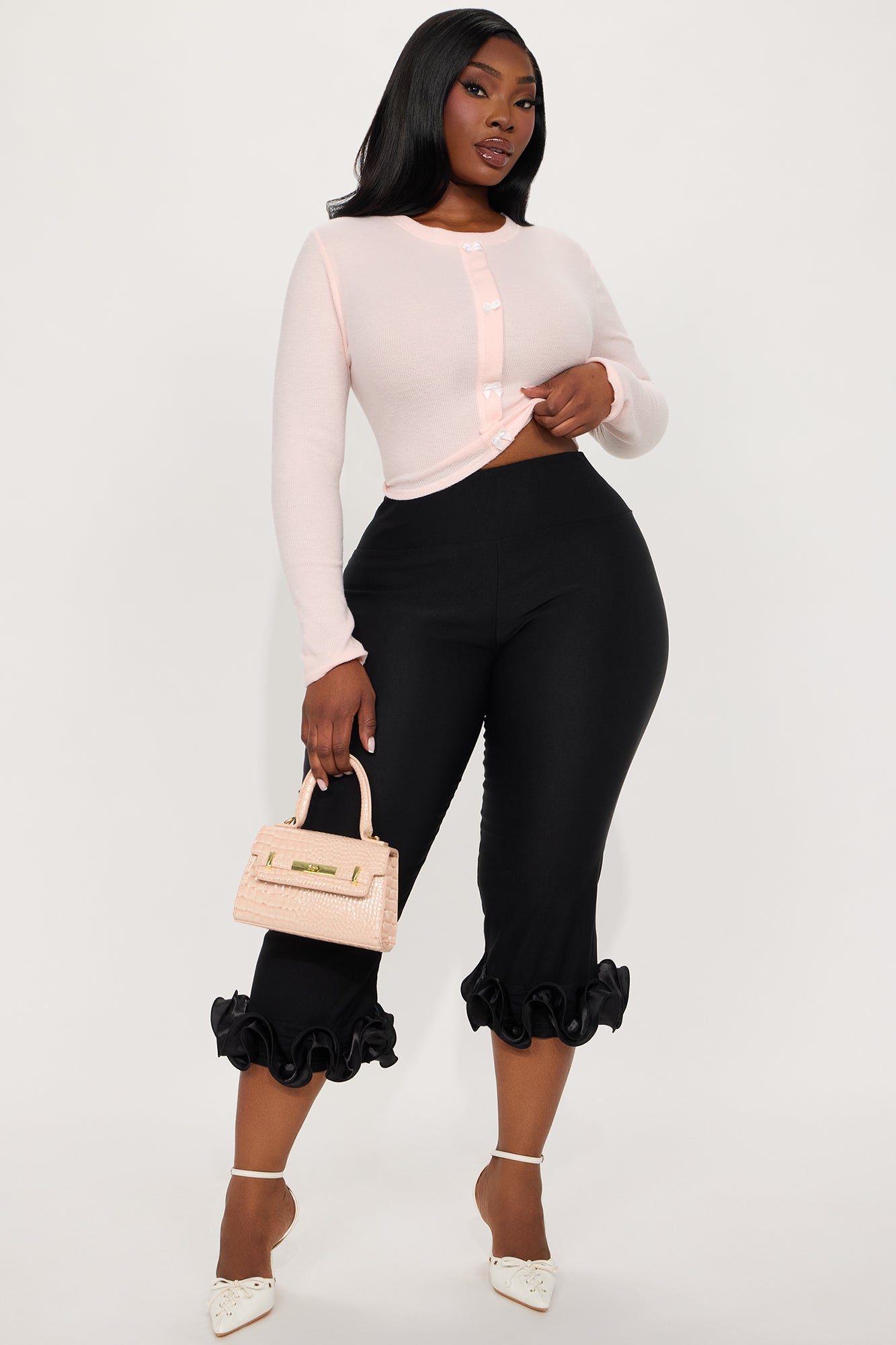 Lilibet Ruffle Capri Legging - Black - Image 4
