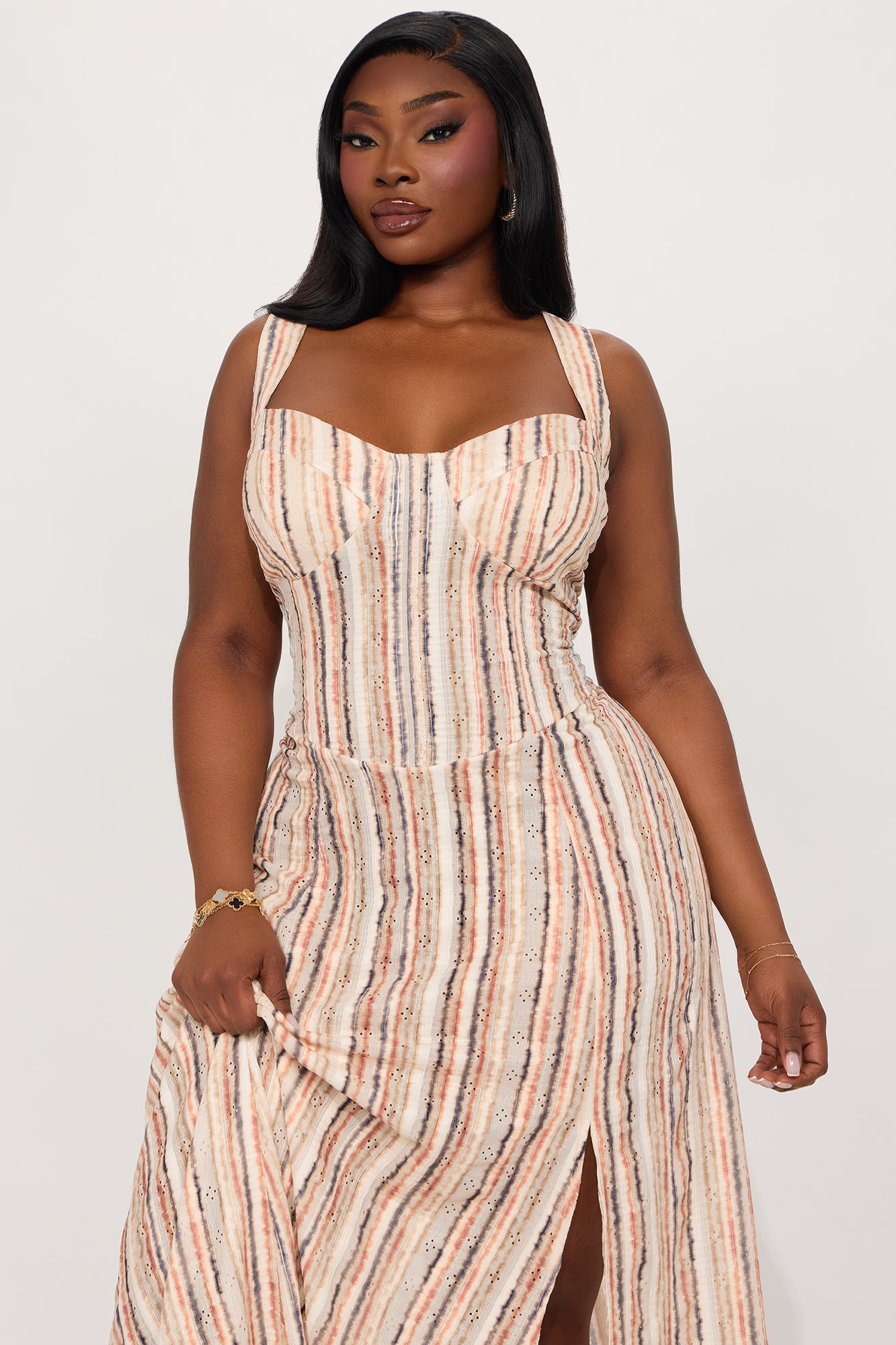 Angie Striped Maxi Dress - Rust/combo - Image 5