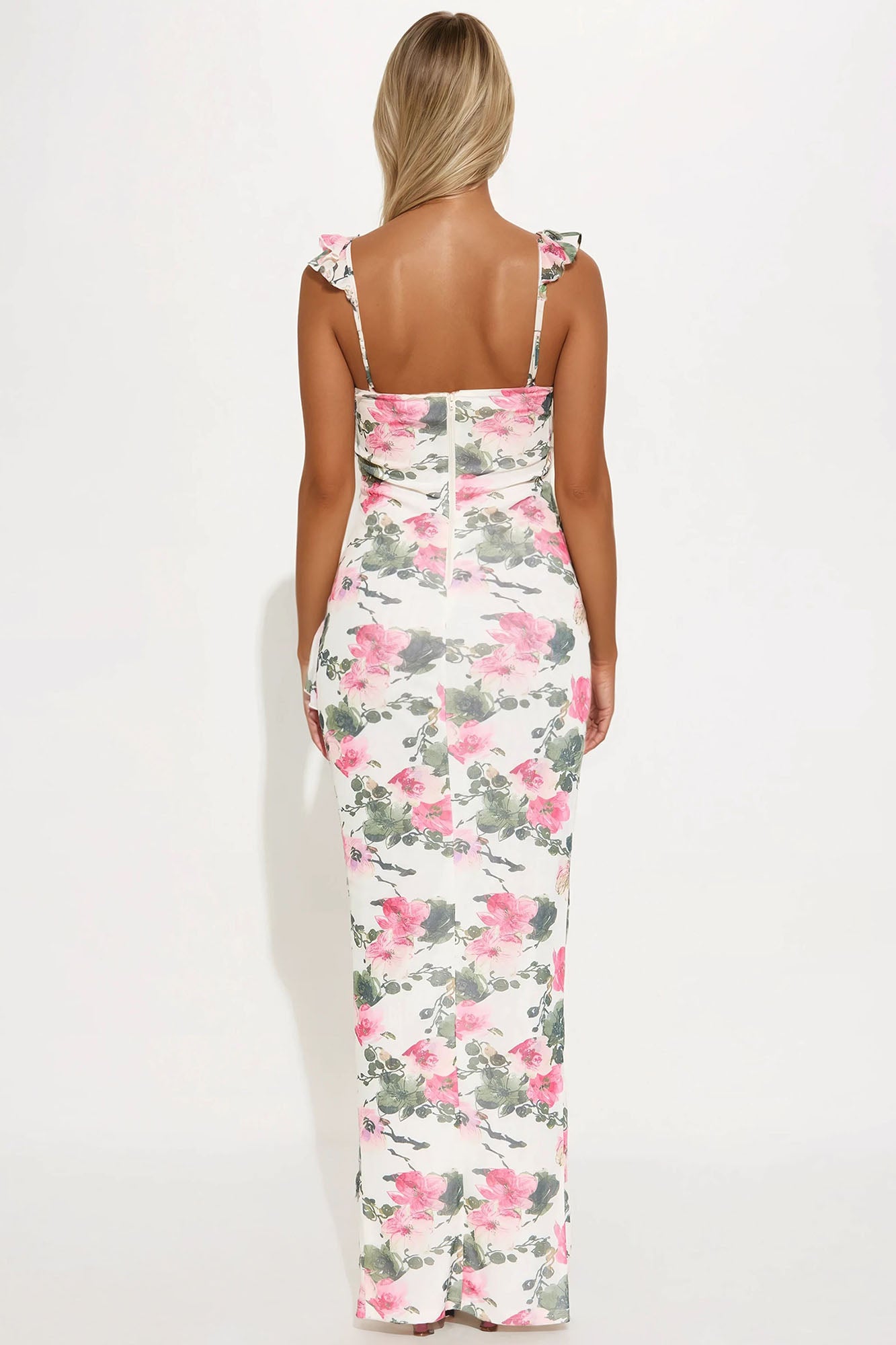 Ashley Floral Mesh Maxi Dress - Cream/combo - Image 3