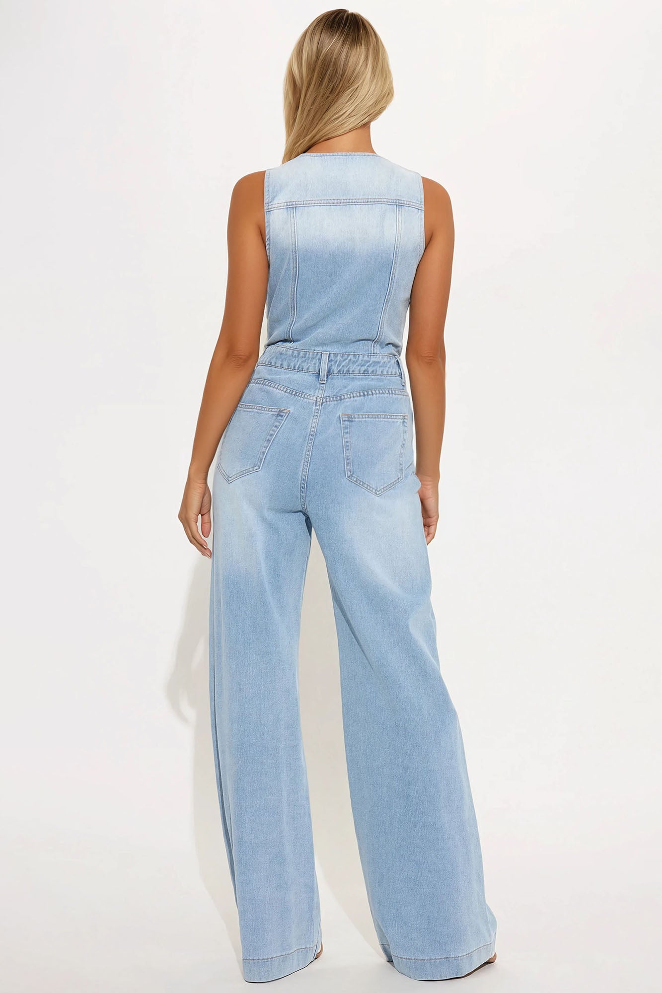 Jessica Denim Jumpsuit - Light Wash - Image 3