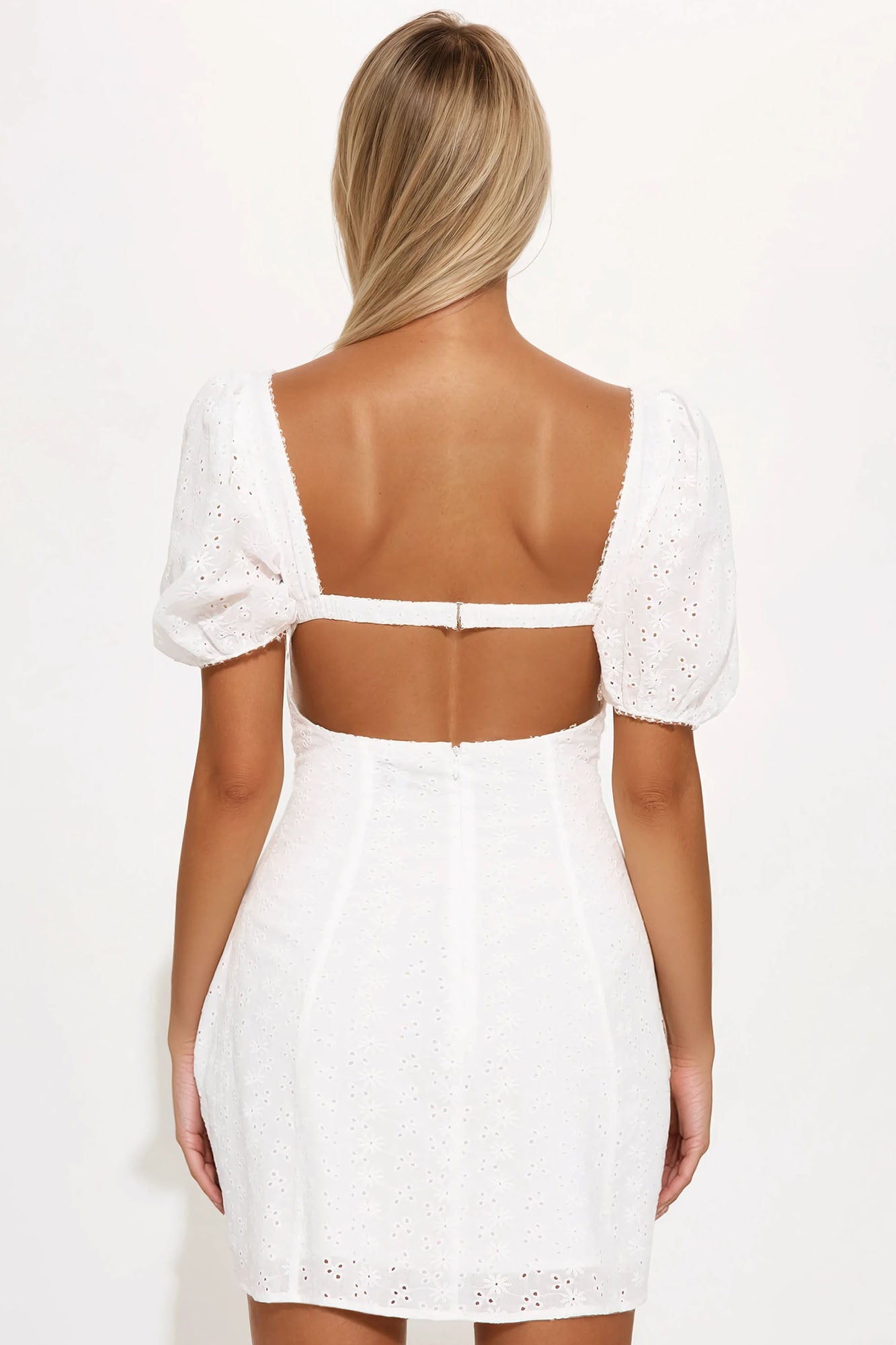 Kaelyn Eyelet Micro Mini Dress - White - Image 4