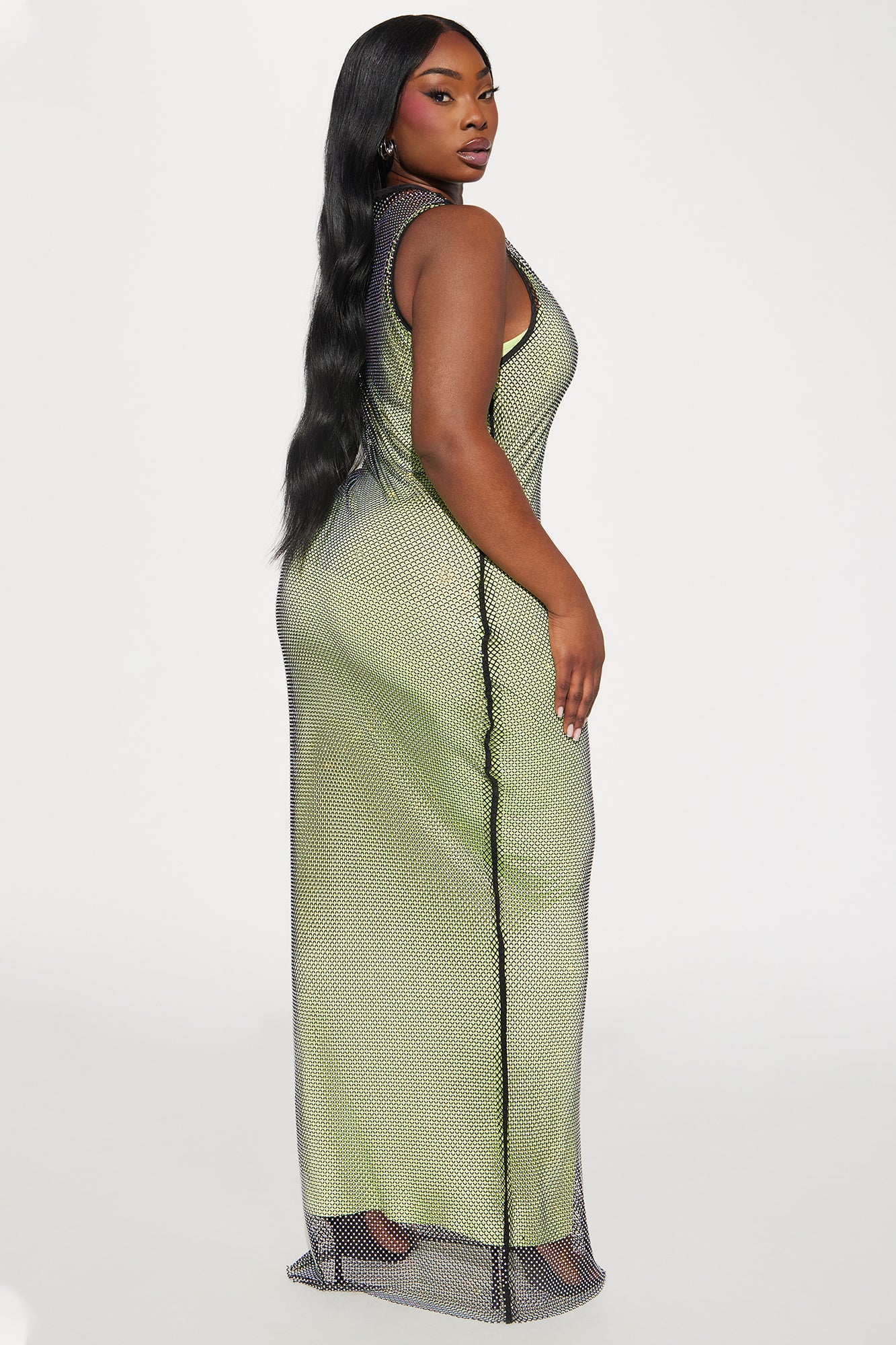 All That Rhinestone Maxi Dress - Lime - Image 8