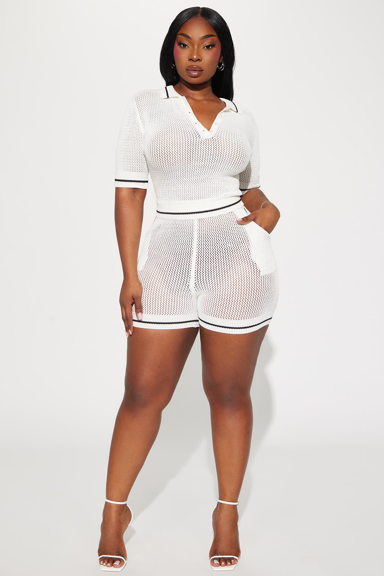 Ready To Play Crochet Short Set - White - Image 4
