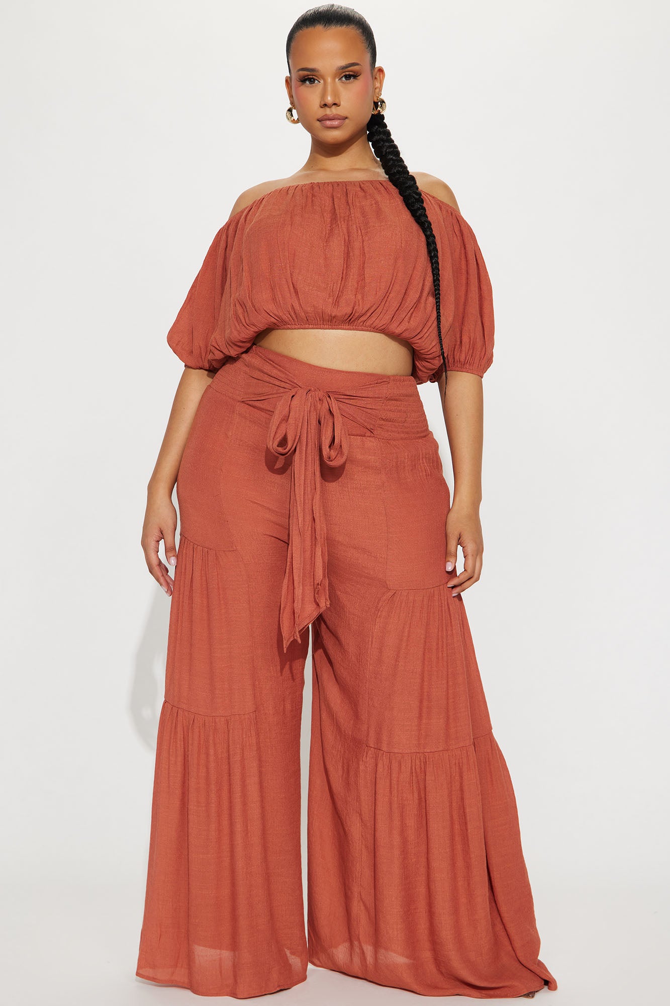 Take Me On A Vacay Pant Set - Rust - Image 4