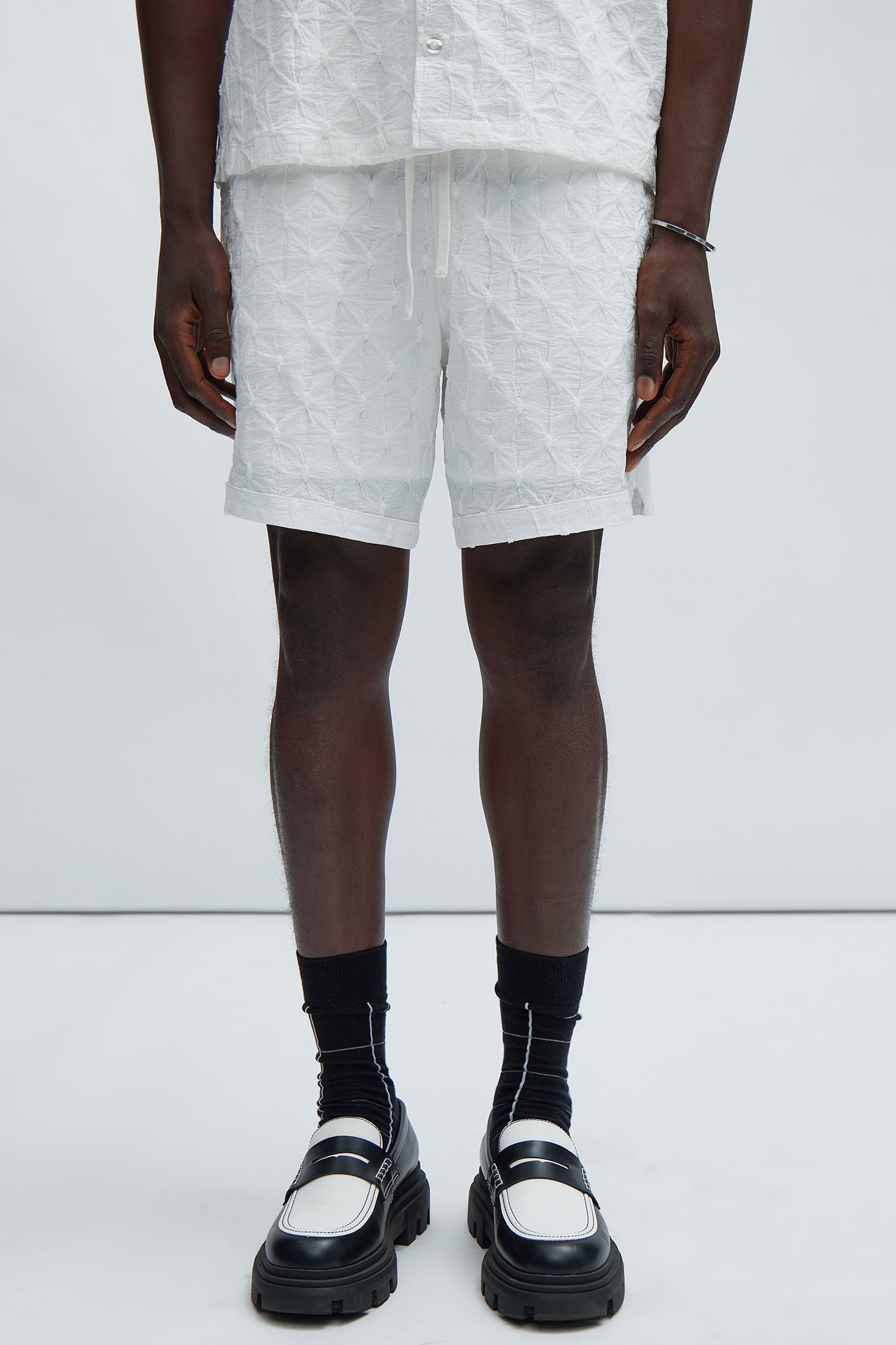 Atticus Textured Warmup Shorts - White - Image 3