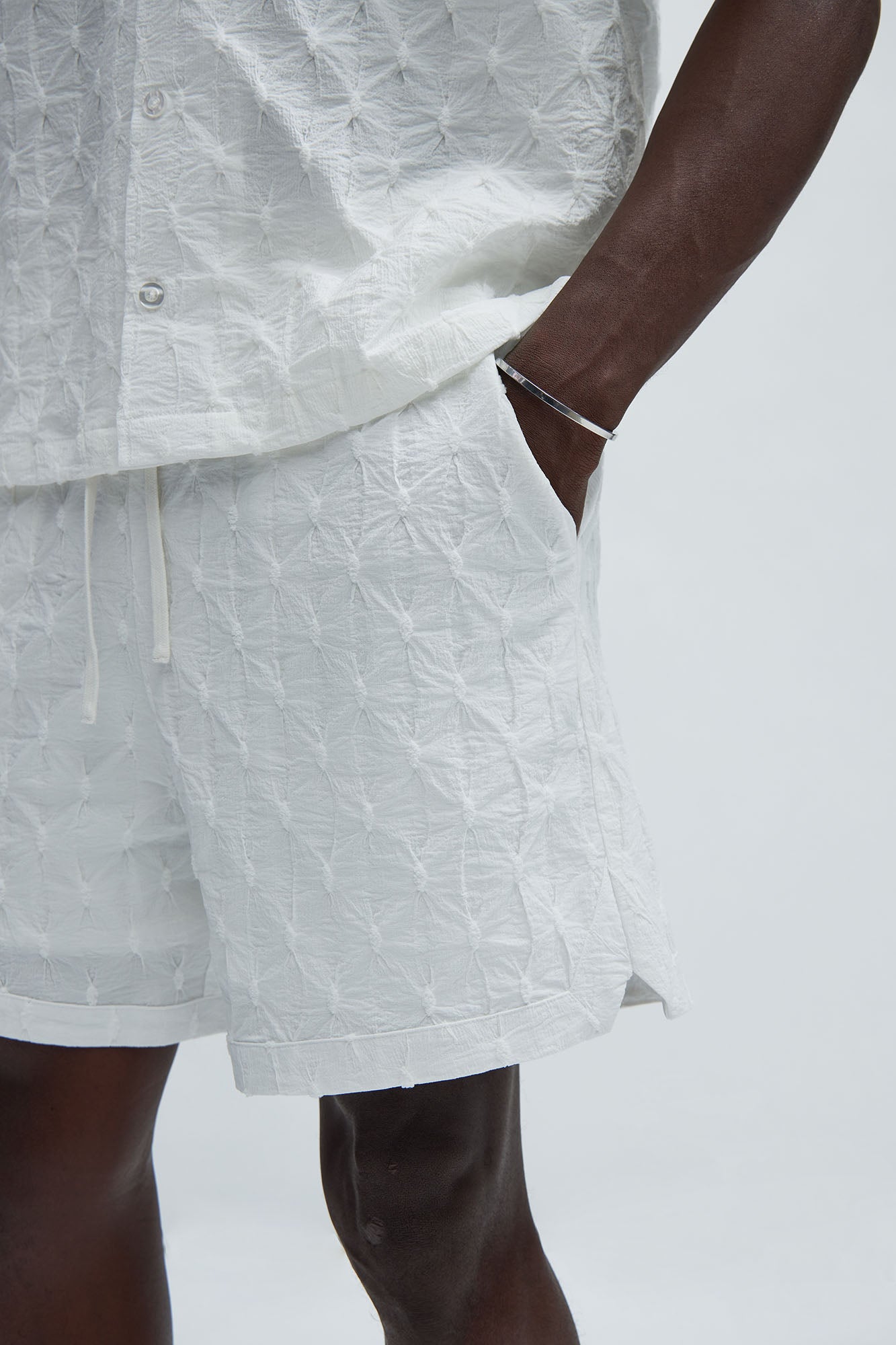 Atticus Textured Warmup Shorts - White - Image 4