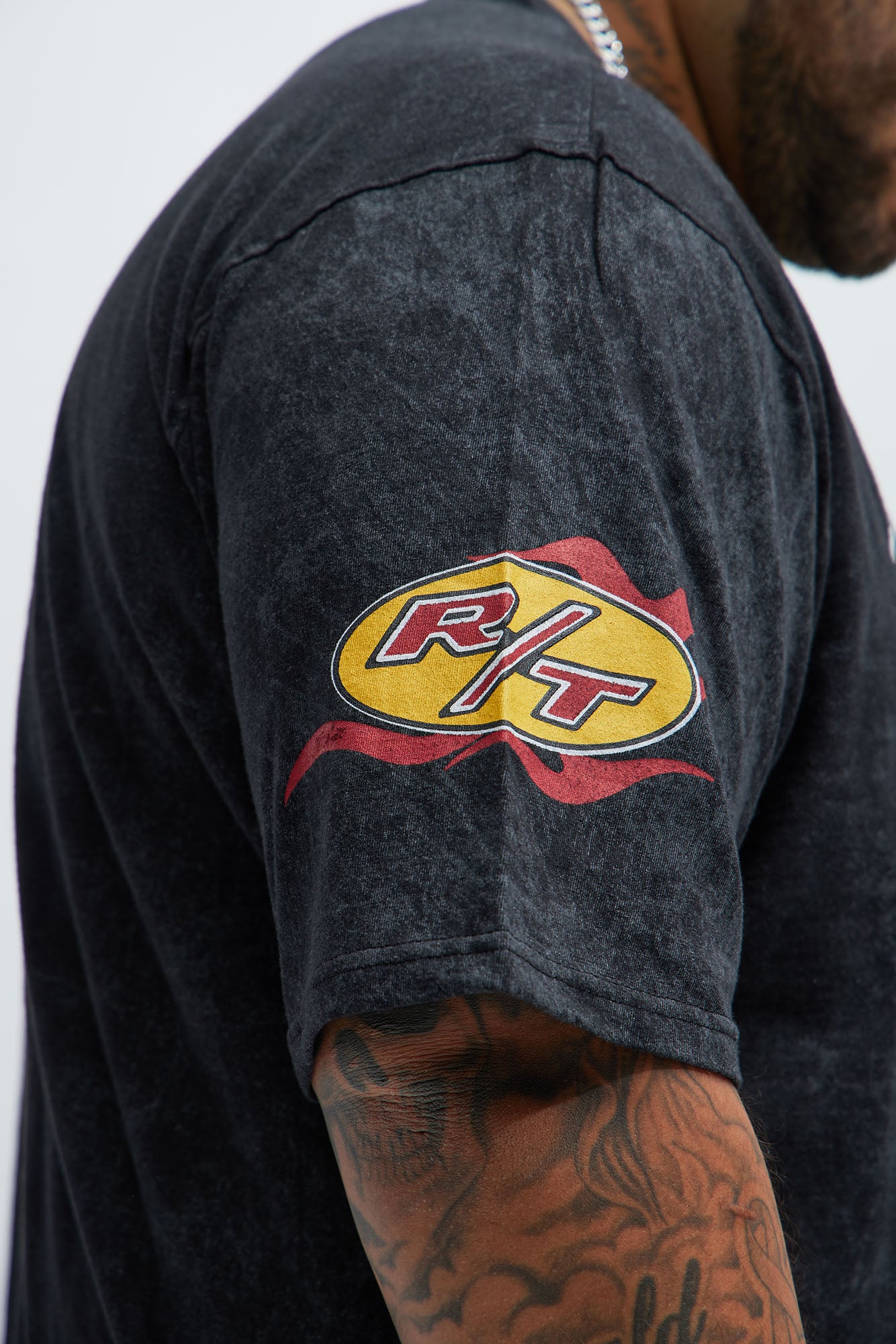 Dodge Hellcat Vintage Oversized Short Sleeve Tee - Grey - Image 8