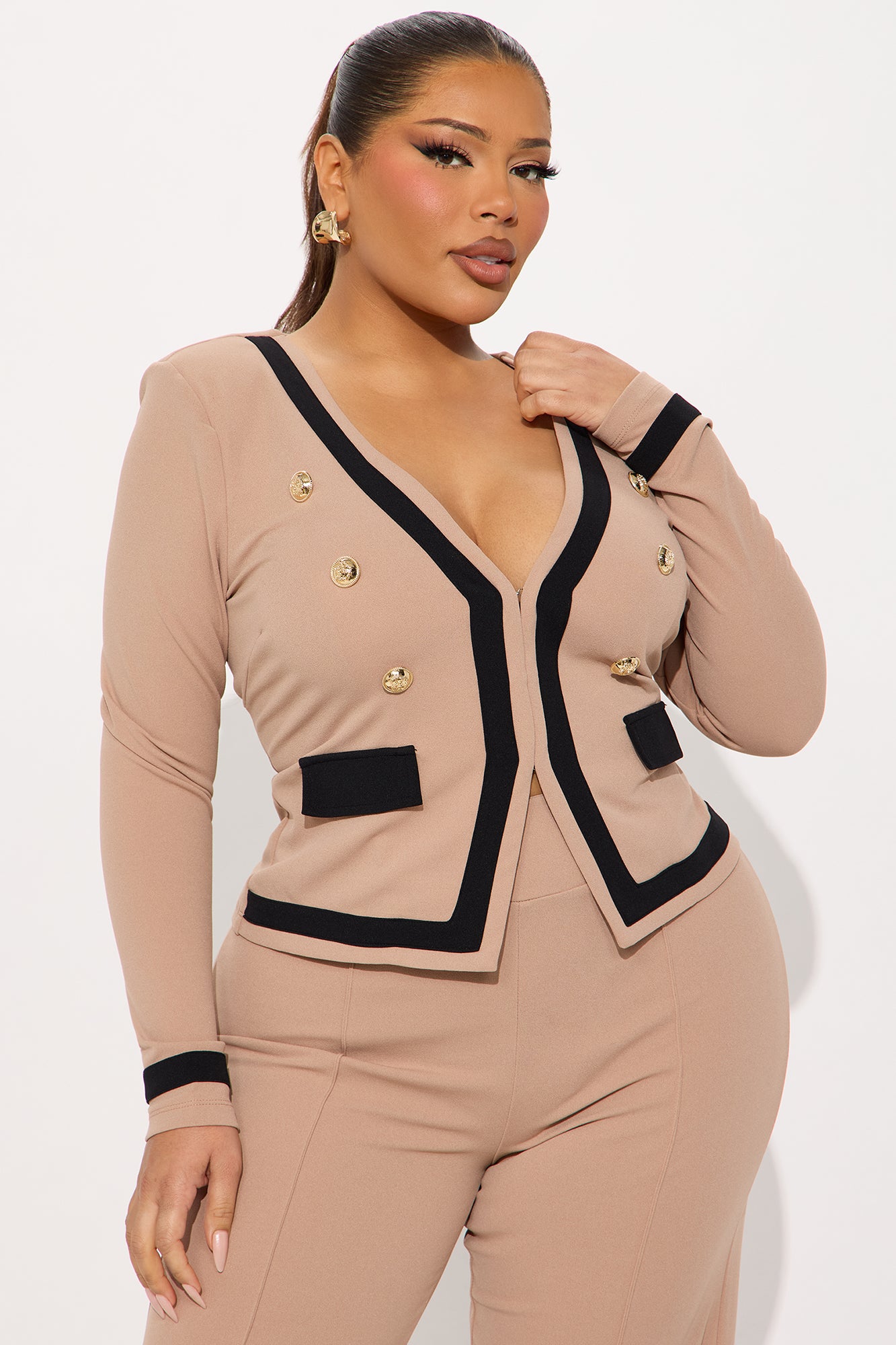 Janice Blazer and Pant Set - Taupe/combo - Image 5