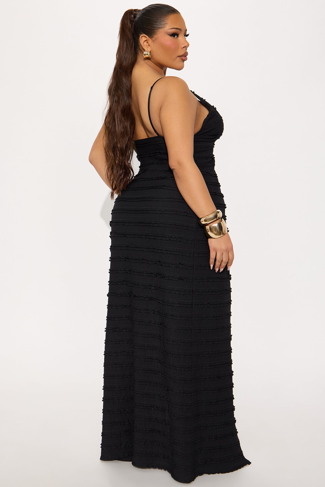 Summer Glow Ruffle Flyaway Maxi Top - Black - Image 6