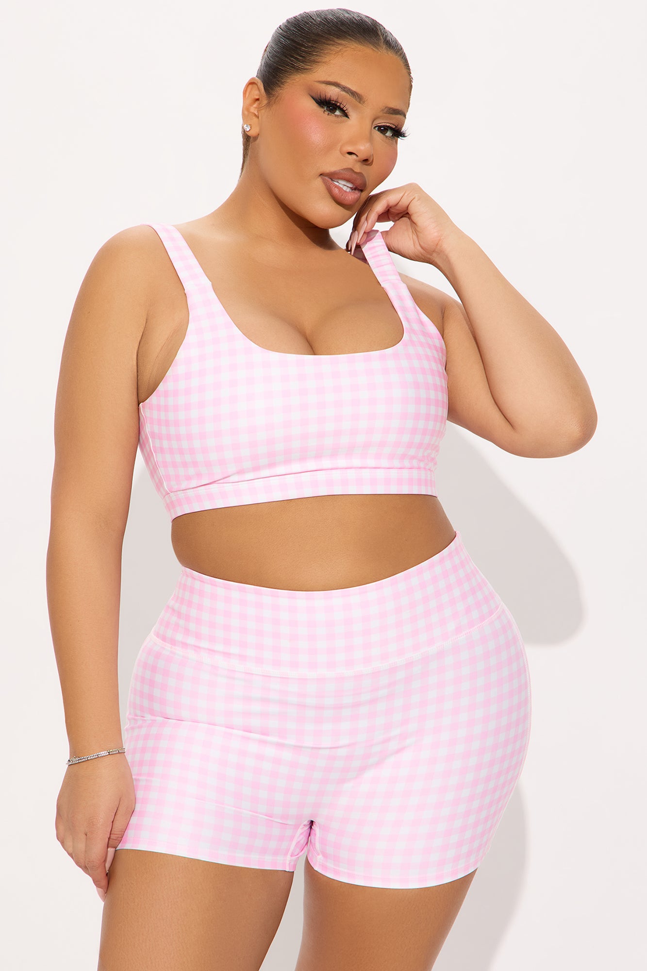 Swing Society Gingham Elevate Active Set - Blush - Image 6