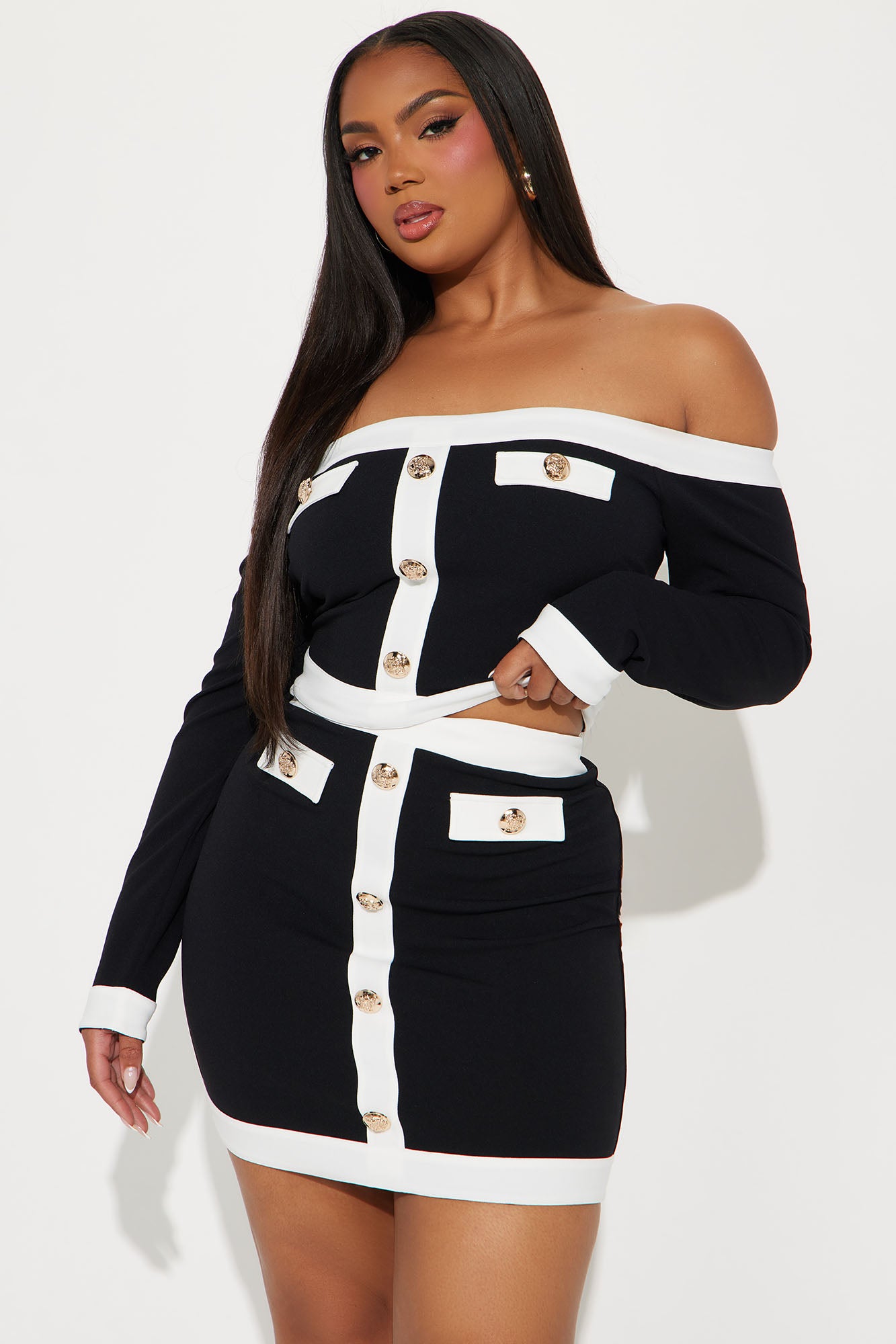 The Stella Skirt Set - Black/White - Image 5