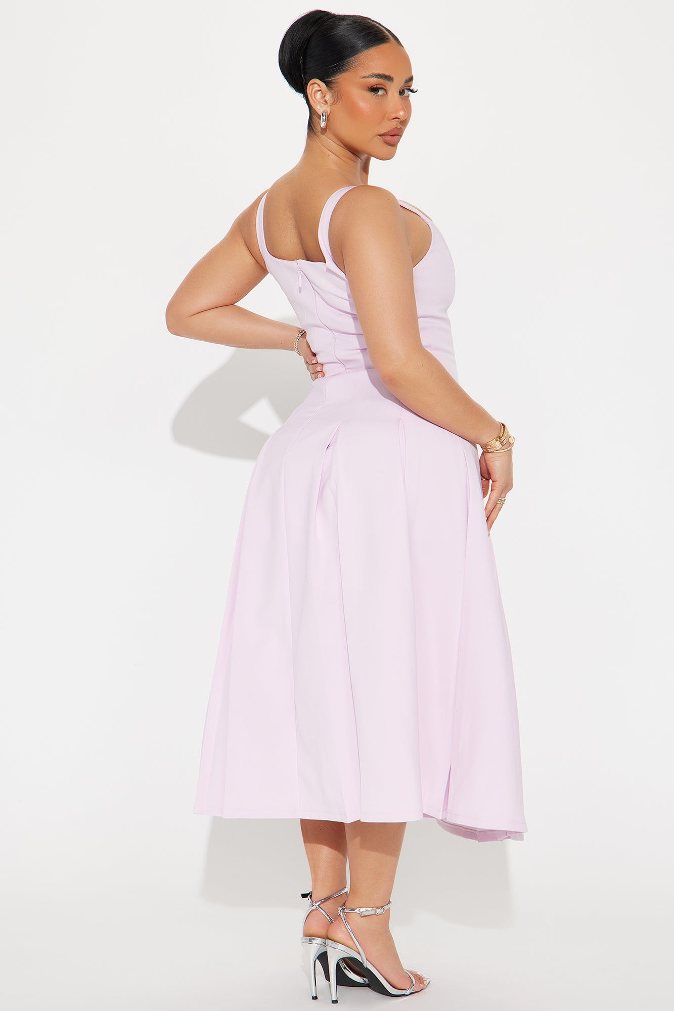 Sunday Service Pleated Midi Dress - Lavender - Image 3