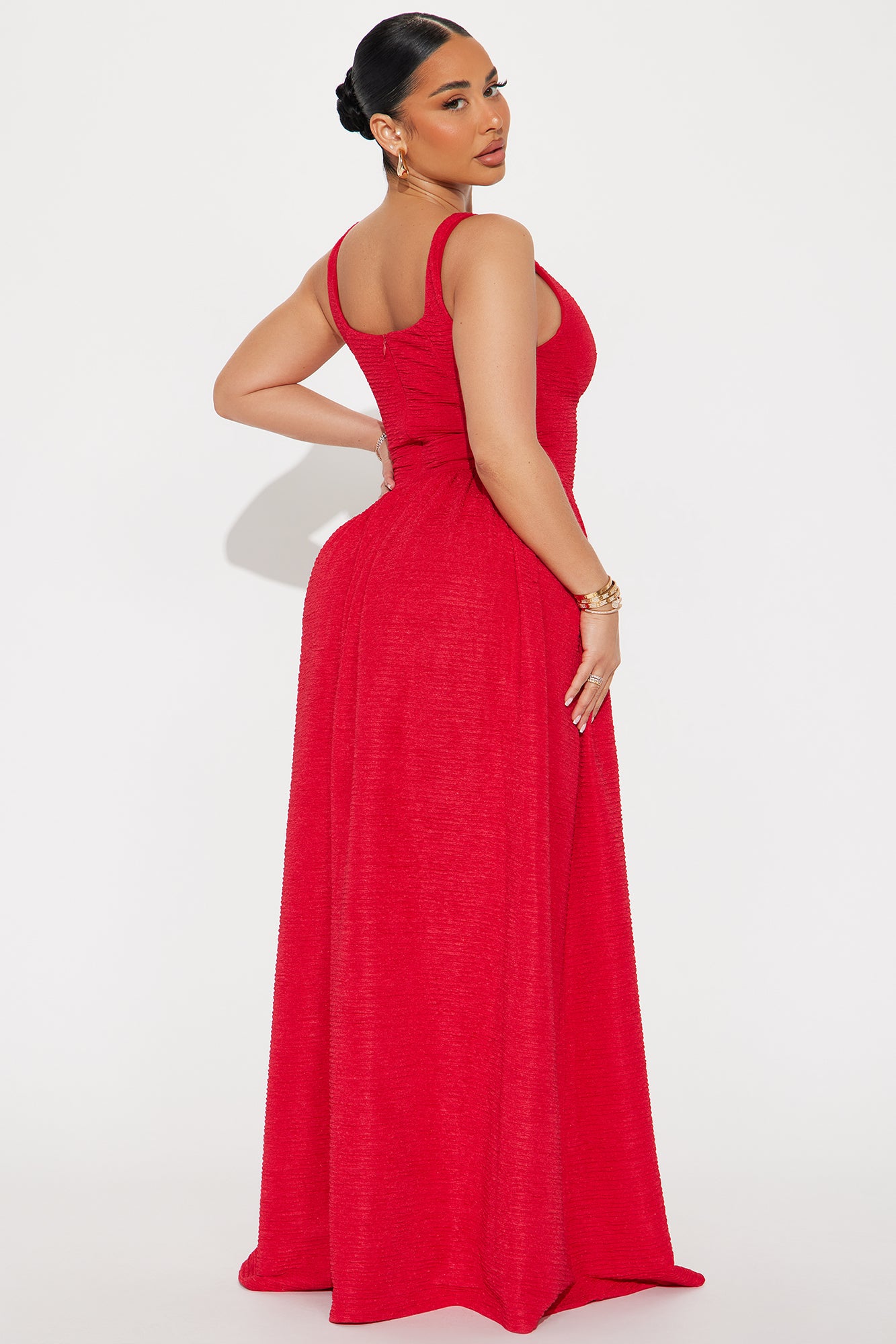 Samantha Textured Maxi Dress - Red - Image 3