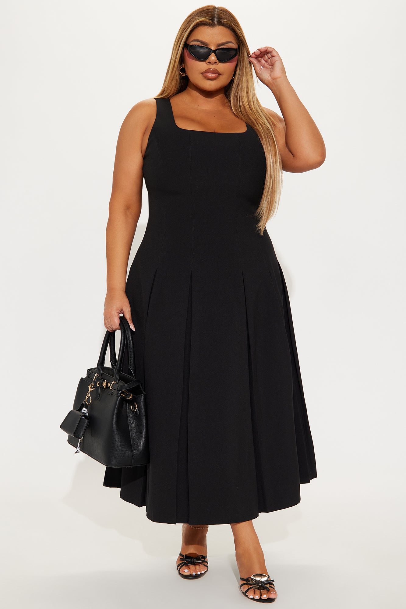Sunday Service Pleated Midi Dress - Black - Image 4