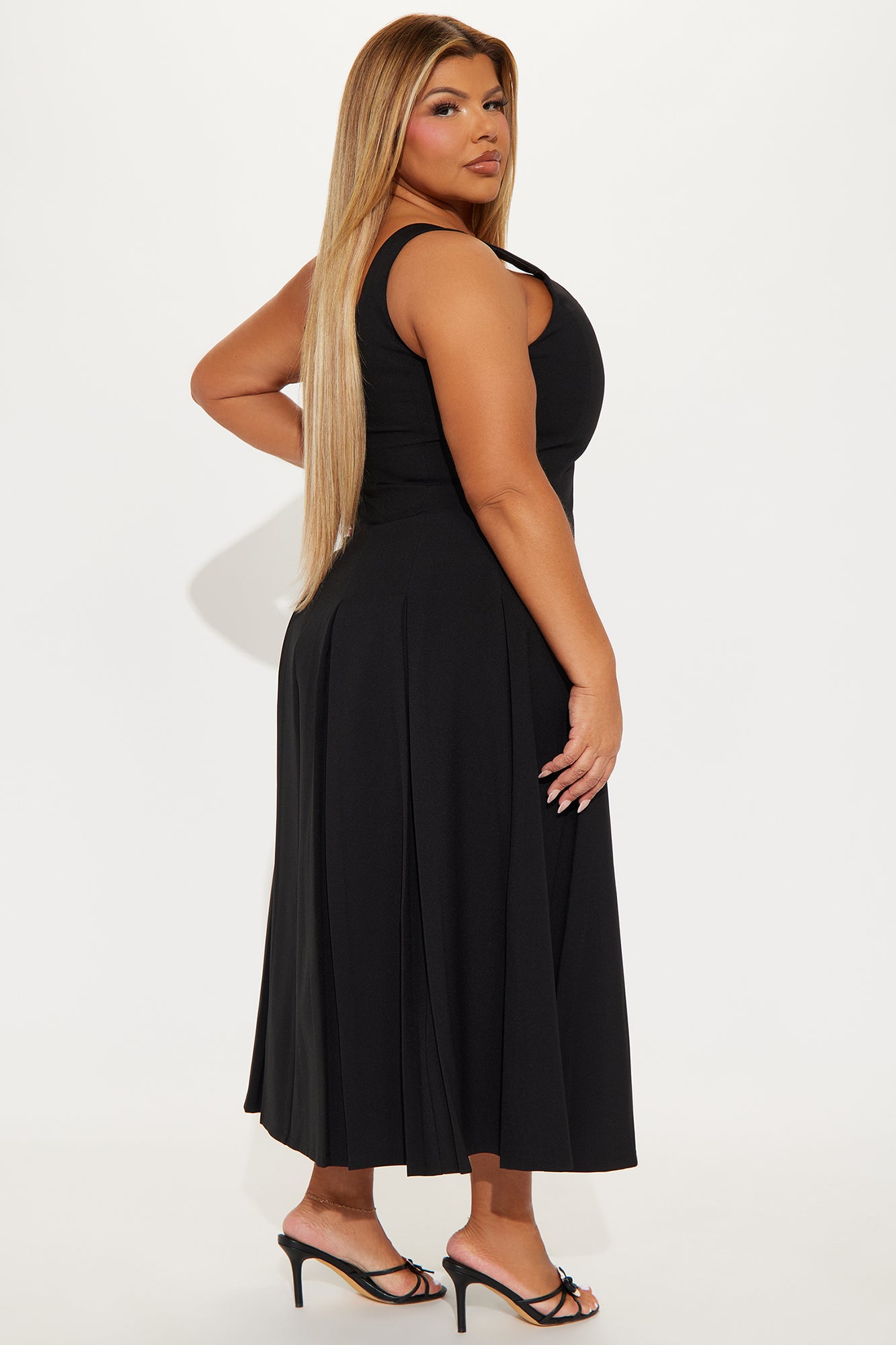 Sunday Service Pleated Midi Dress - Black - Image 6