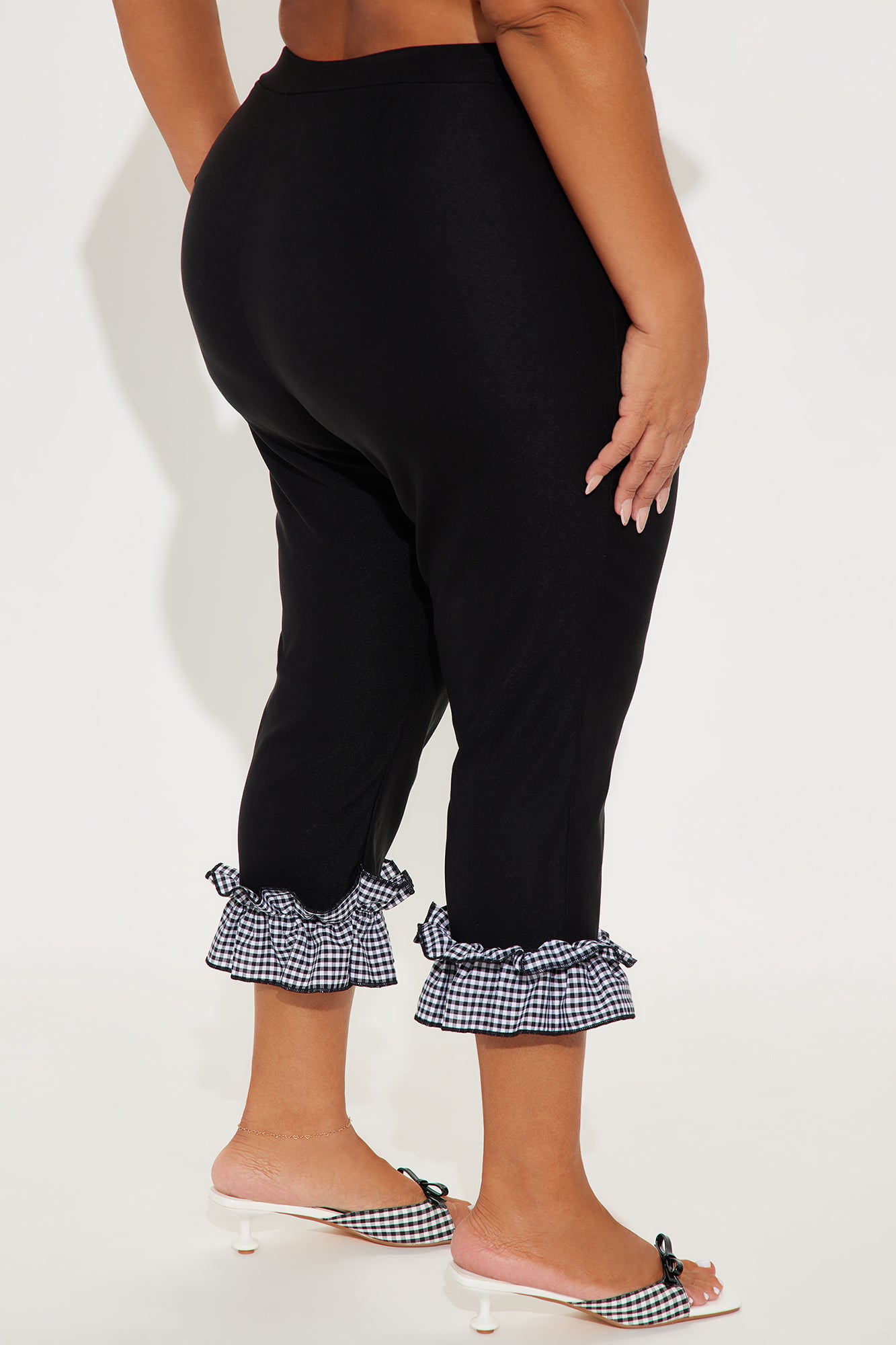 Georgia Gingham Ruffle Capri Legging - Black - Image 6