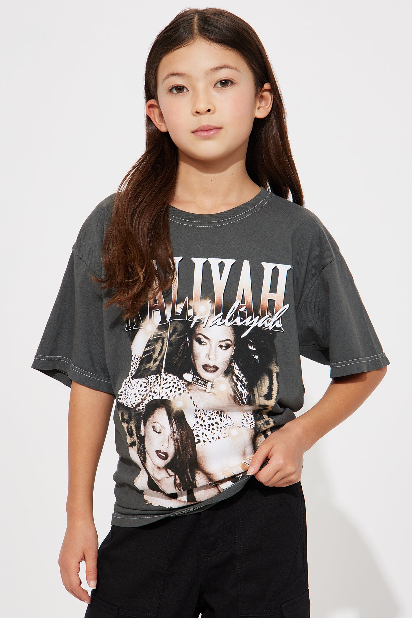 Mini Aaliyah Vintage Tee - Black/Brown - Image 3