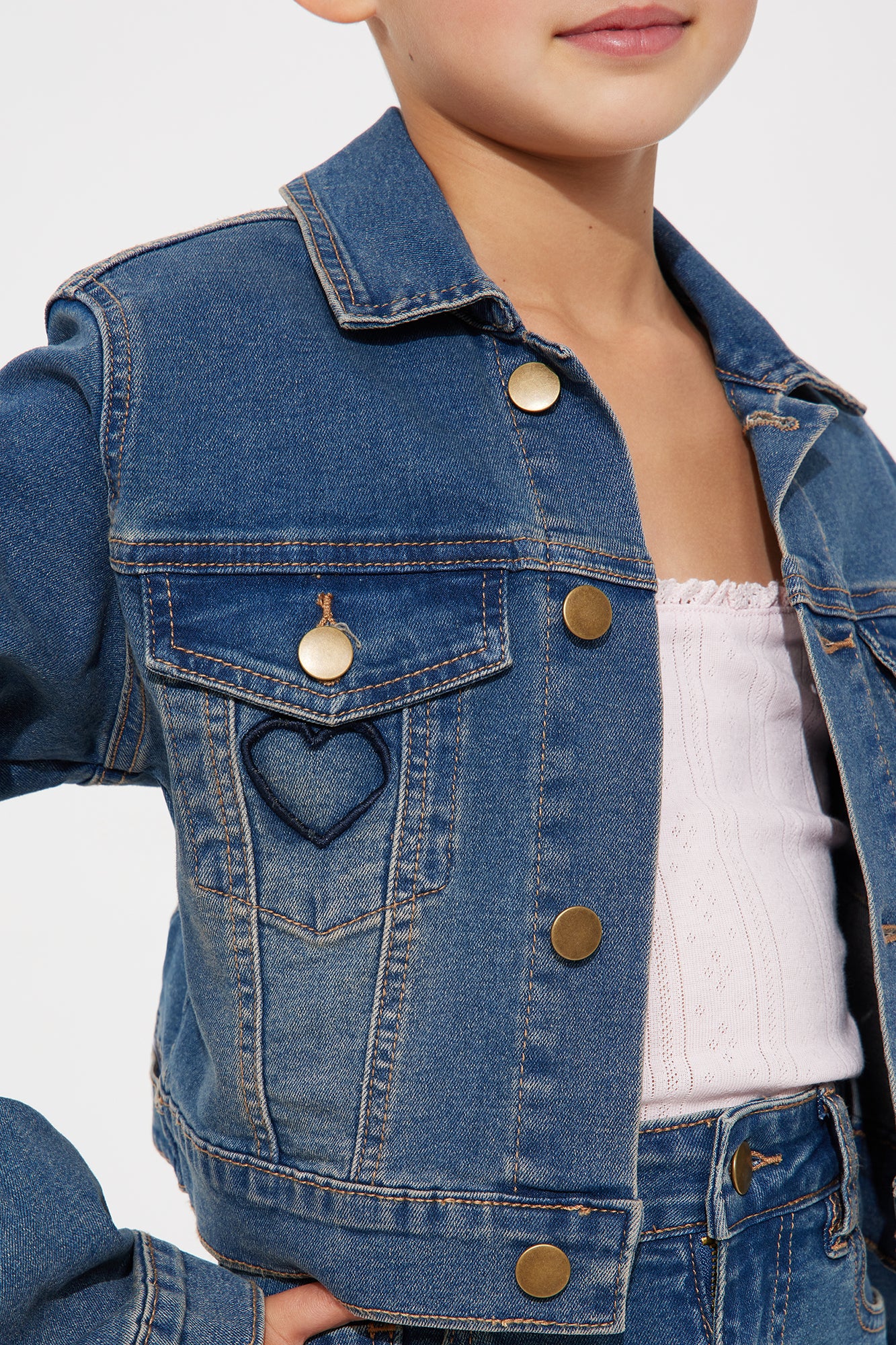 Mini With An Open Heart Cutout Denim Jacket - Medium Wash - Image 6