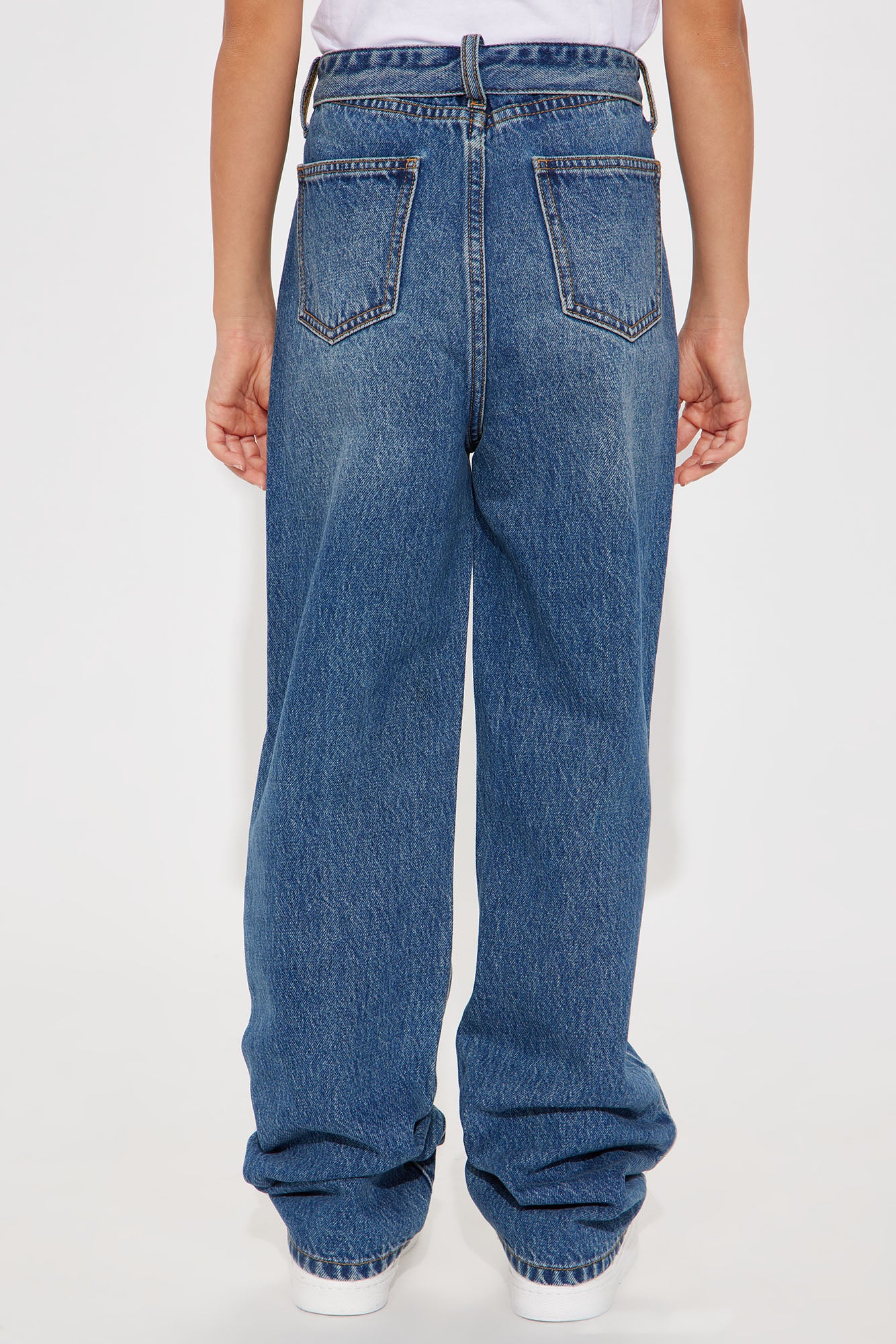 Mini The Fold Over Straight Leg Jeans - Medium Wash - Image 3