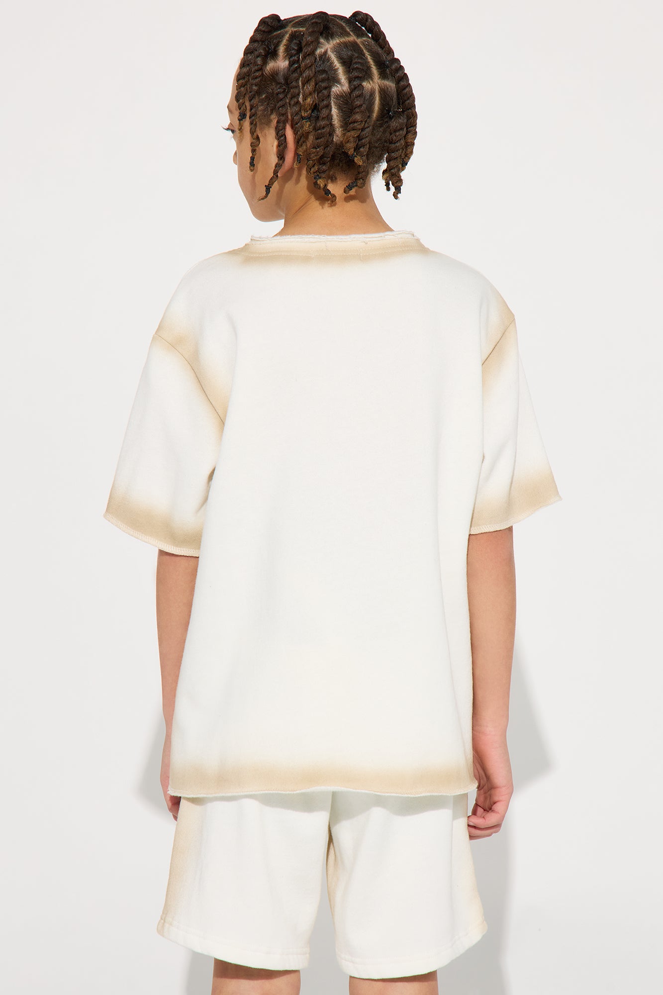 Mini Tyson Blurred Lines Relaxed Fleece Tee - Cream - Image 3