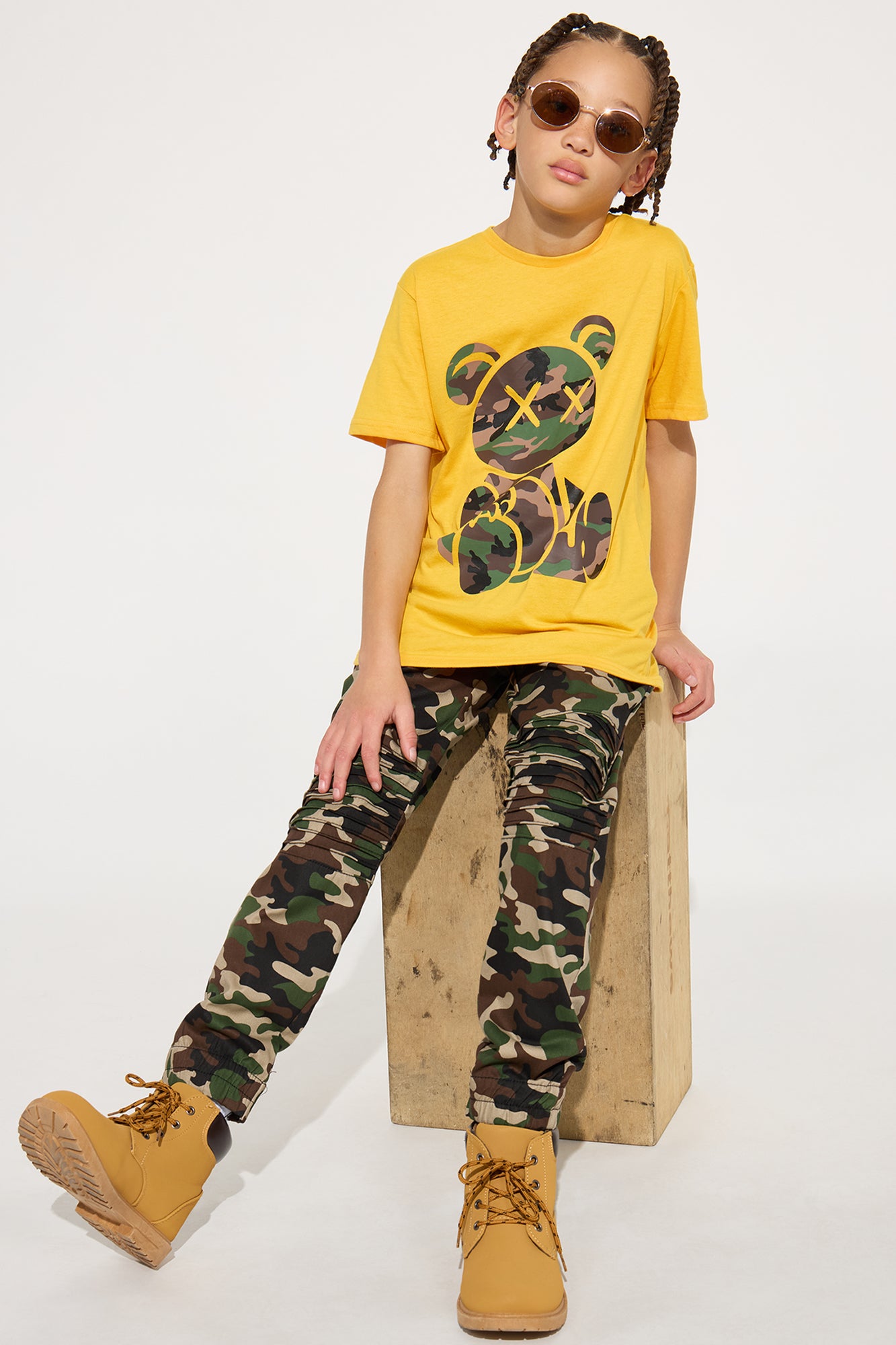 Mini Beary Be Ready Short Sleeve Tee And Twill Pant Set - Camouflage - Image 3