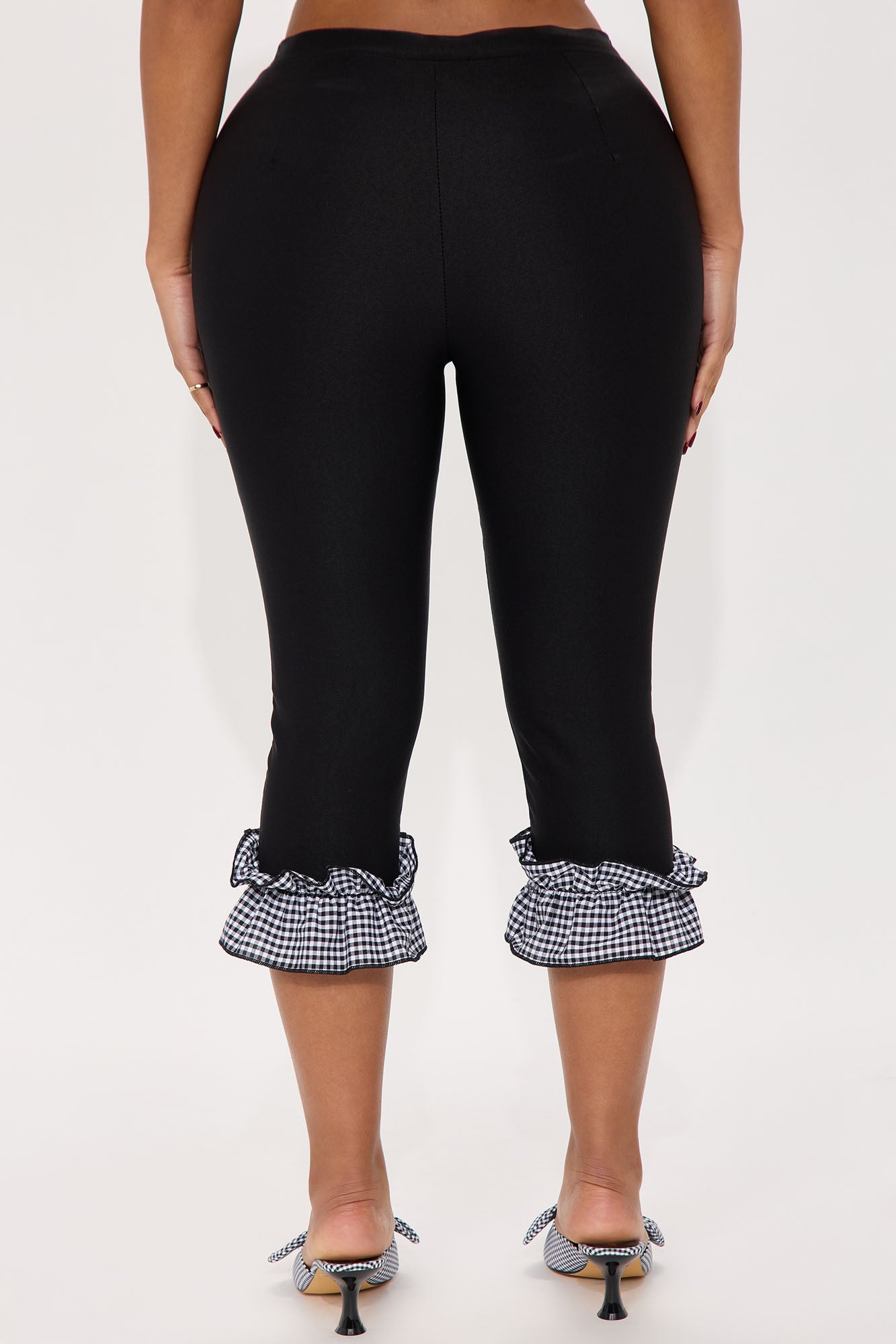 Georgia Gingham Ruffle Capri Legging - Black - Image 3