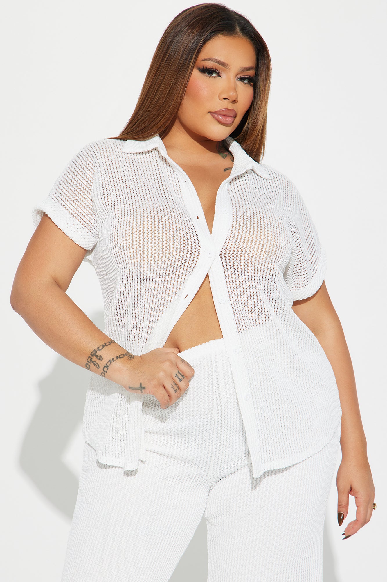 Paradise Livin' Crochet Pant Set - White - Image 5