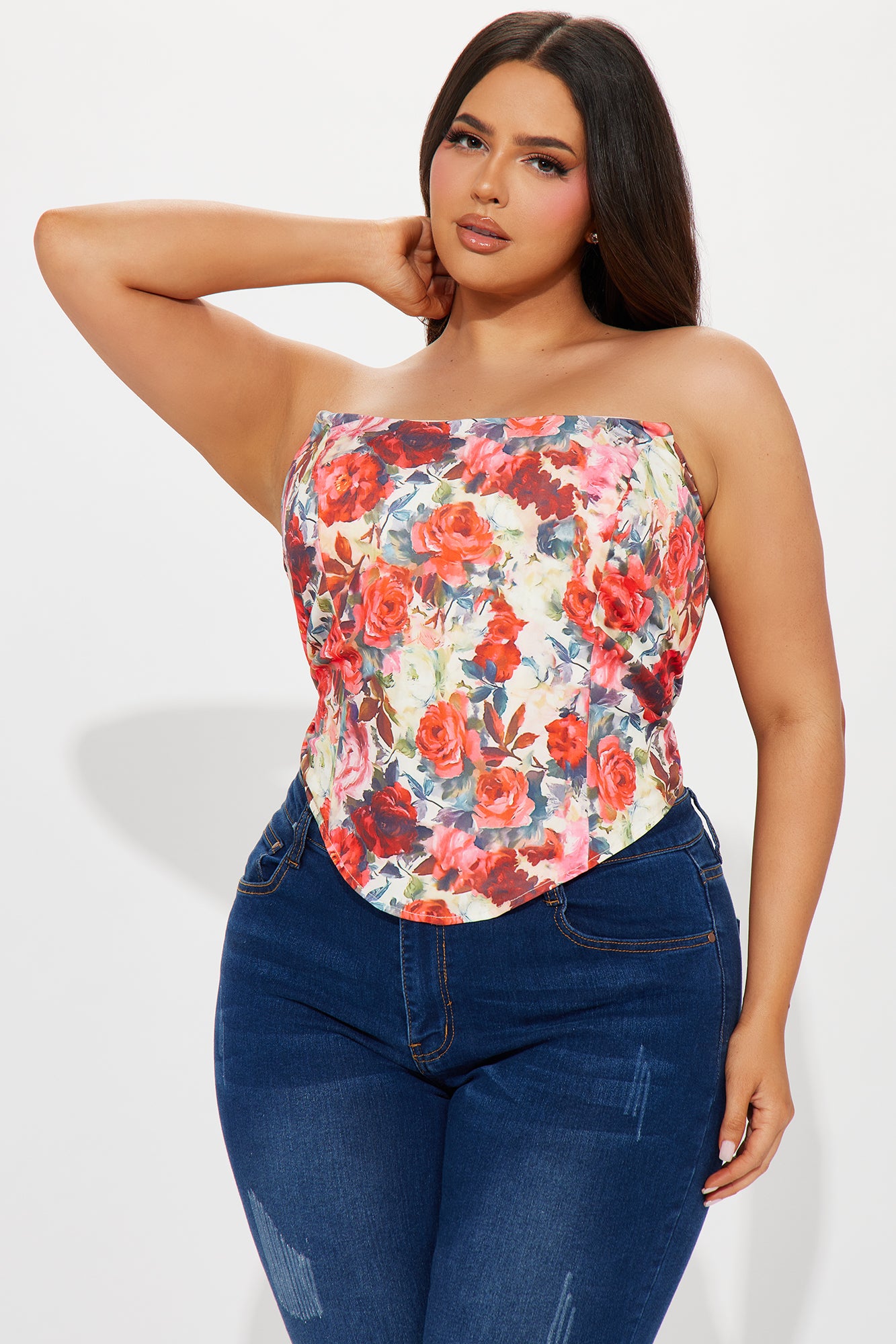 Full Bloom Floral Corset Top - Ivory/combo - Image 4