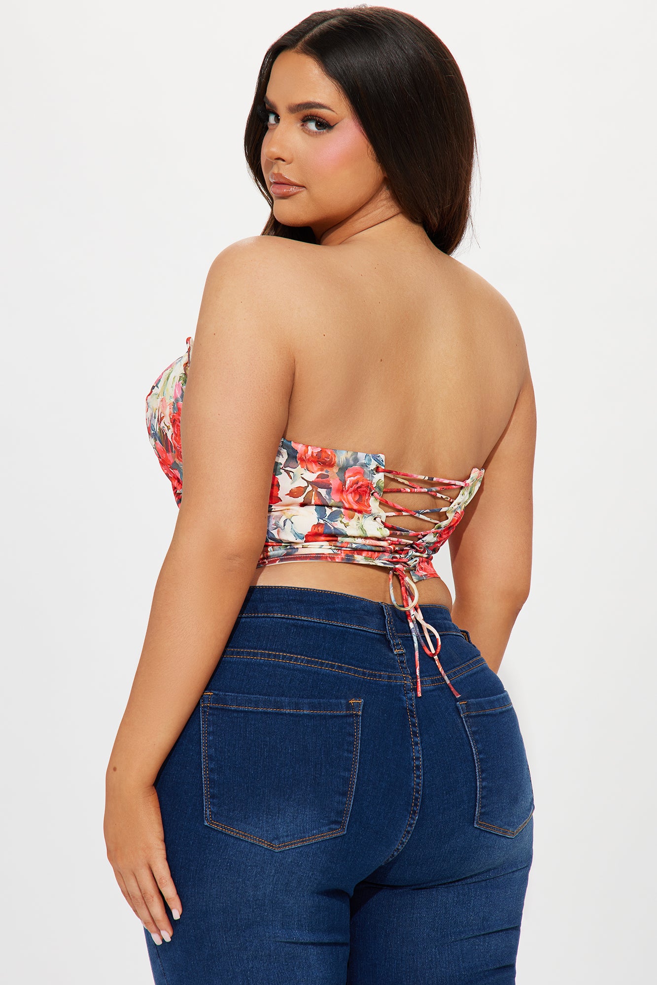 Full Bloom Floral Corset Top - Ivory/combo - Image 6