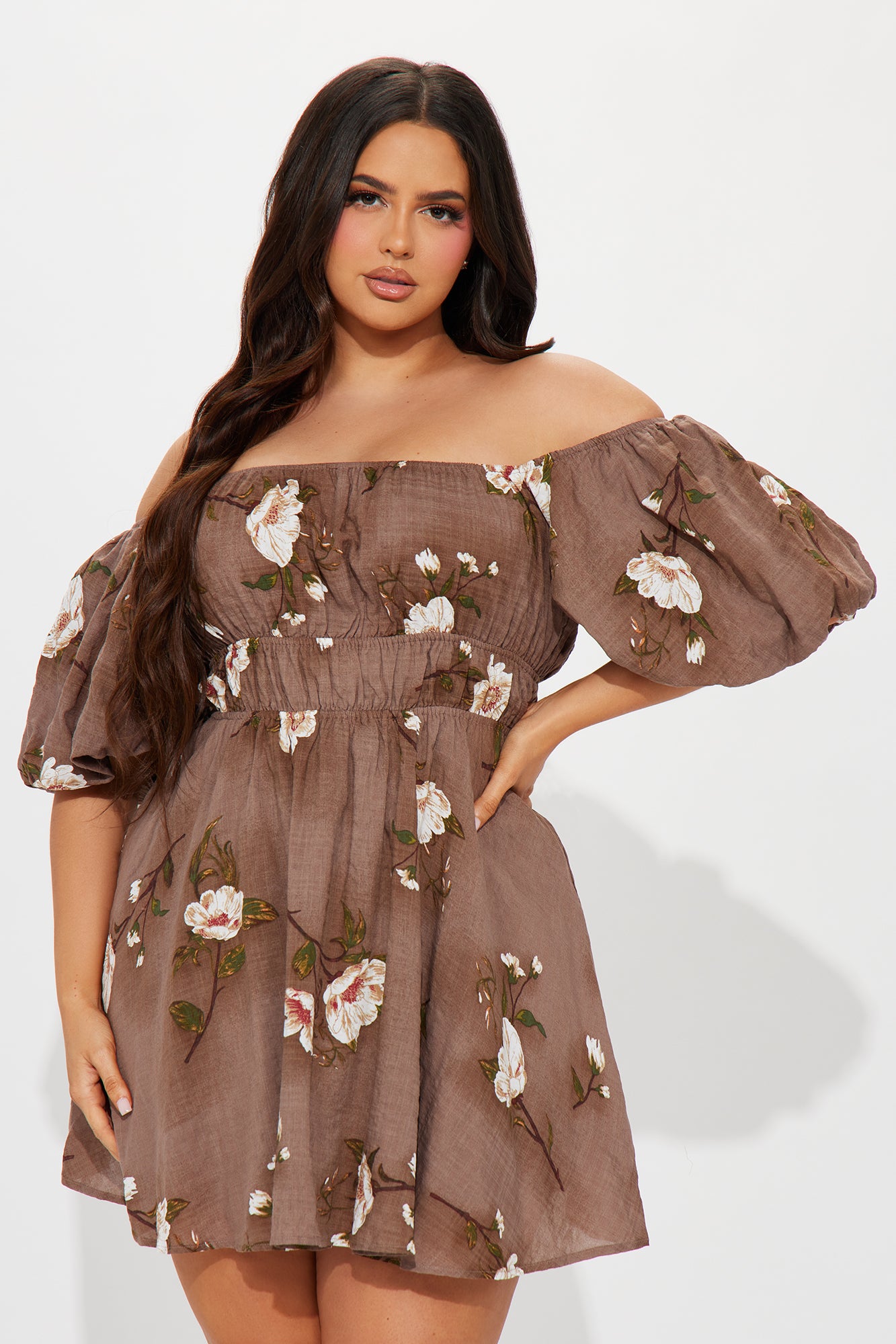 Sienna Floral Mini Dress - Brown - Image 4