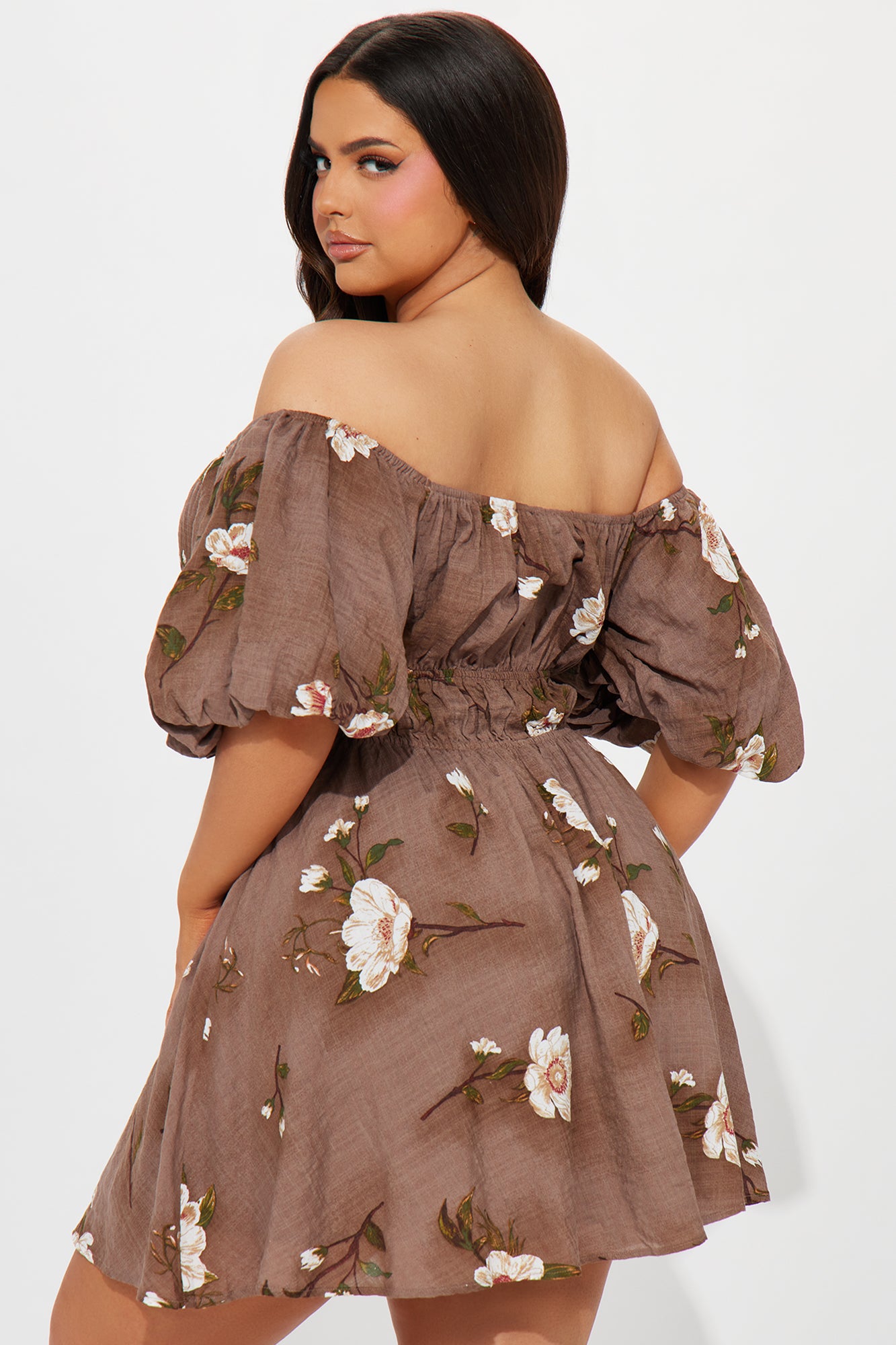 Sienna Floral Mini Dress - Brown - Image 6