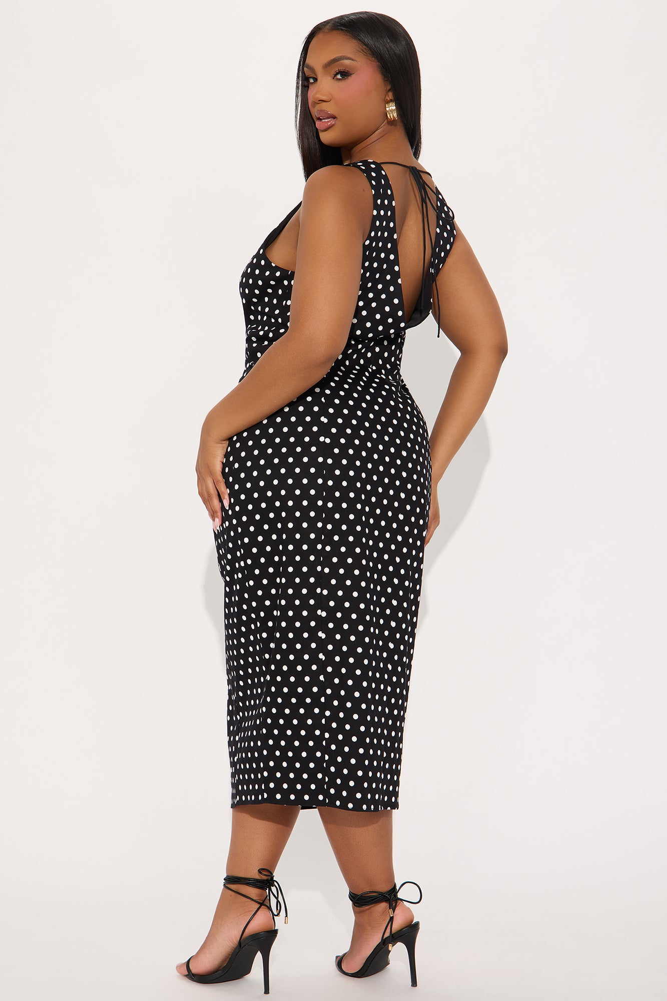 Alessia Polka Dot Midi Dress - Black/combo - Image 7