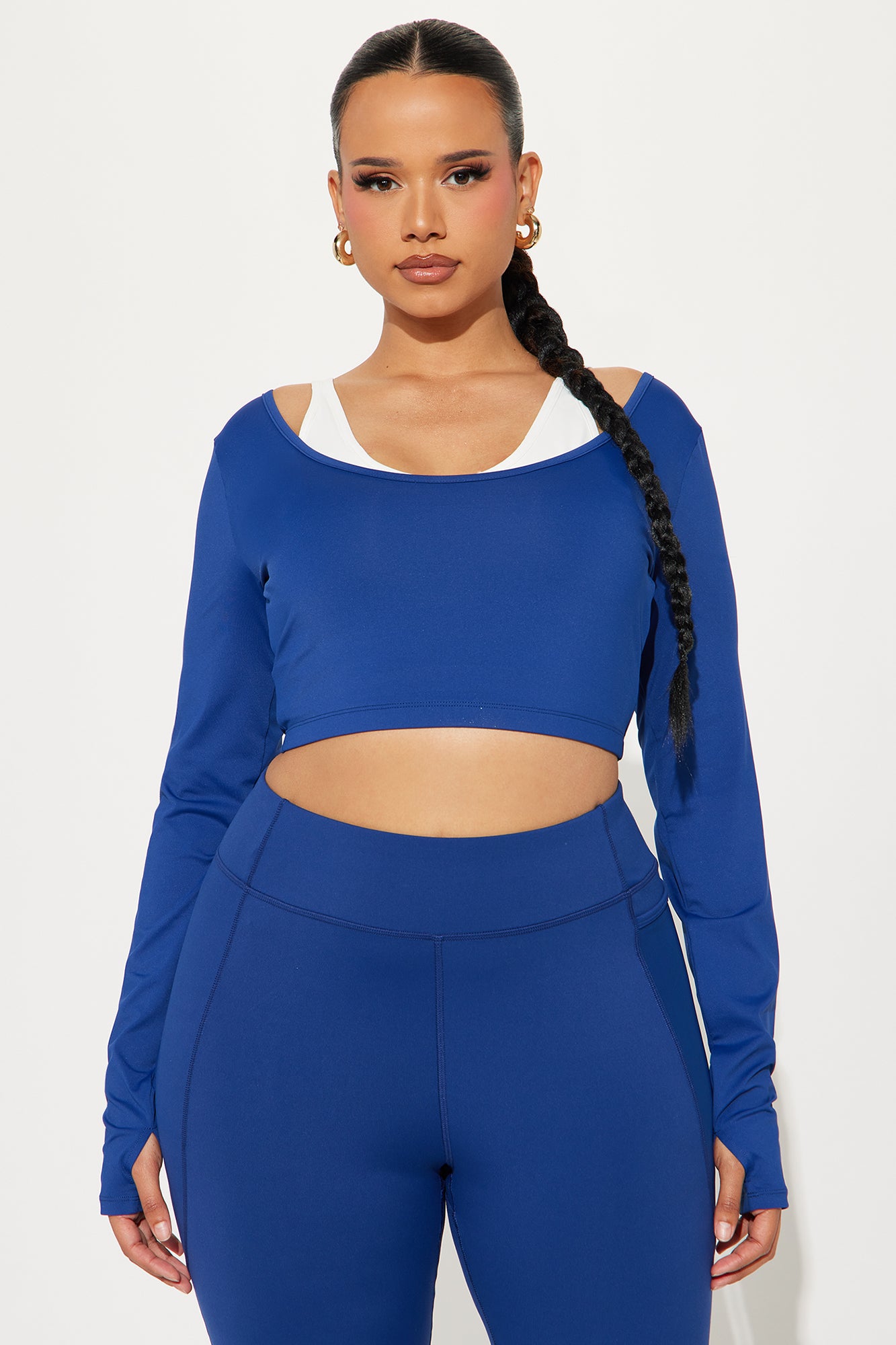 Match Point Twofer Long Sleeve Active Top - Midnight Blue - Image 4