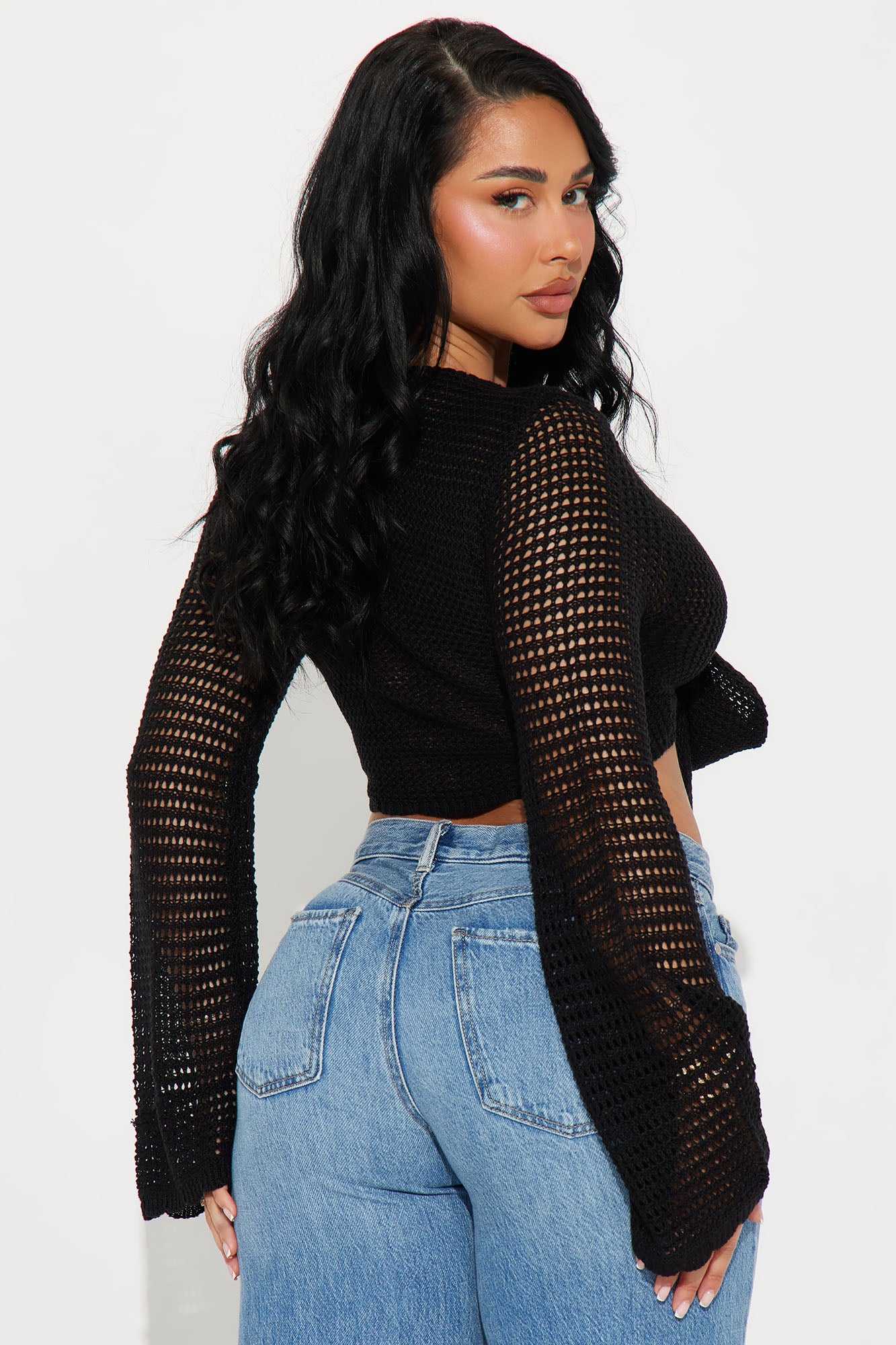 Sunny Paradise Crochet Top - Black - Image 3