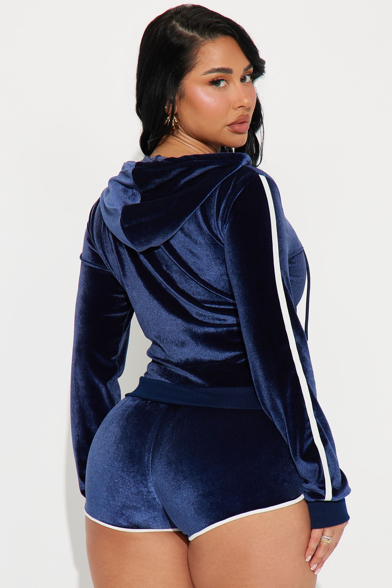 Sarah Velour Micro Short Set - Navy - Image 3