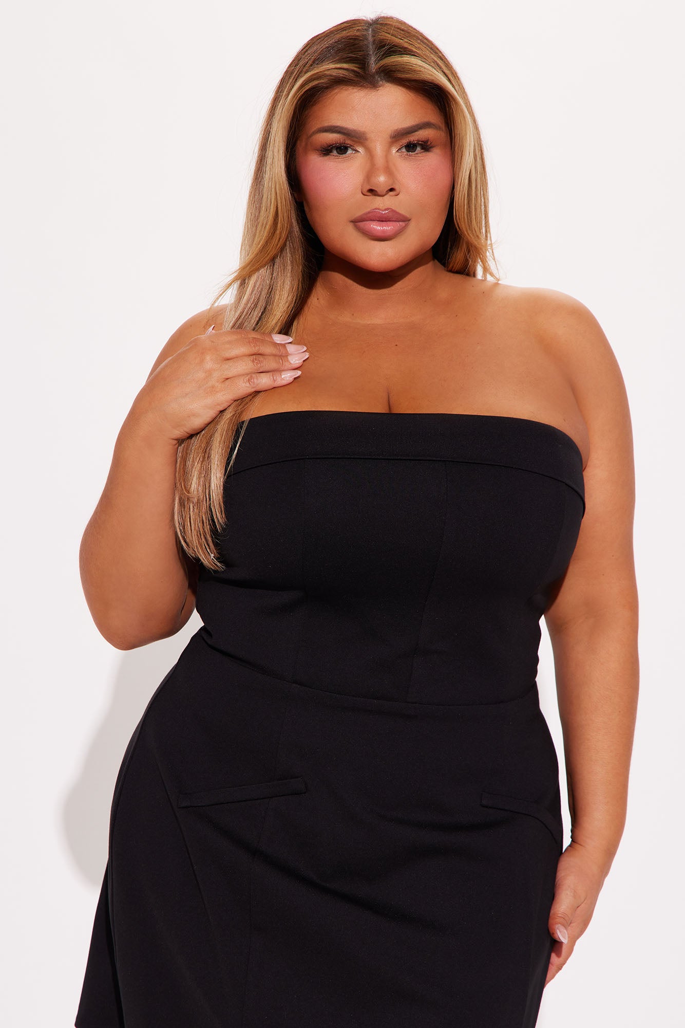 Mia Double Lined Tube Ponte Mini Dress - Black - Image 5