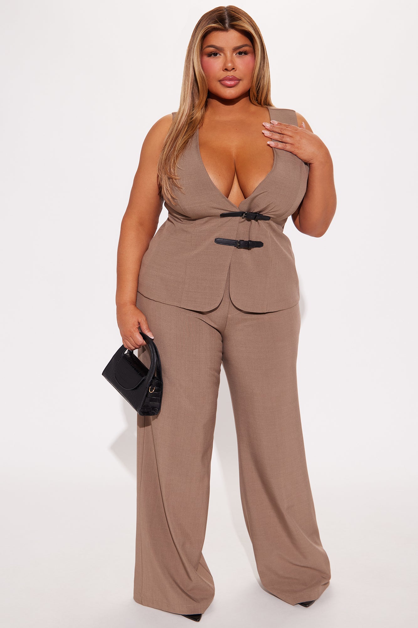 Tessa Vest Pant Set - Mocha - Image 4