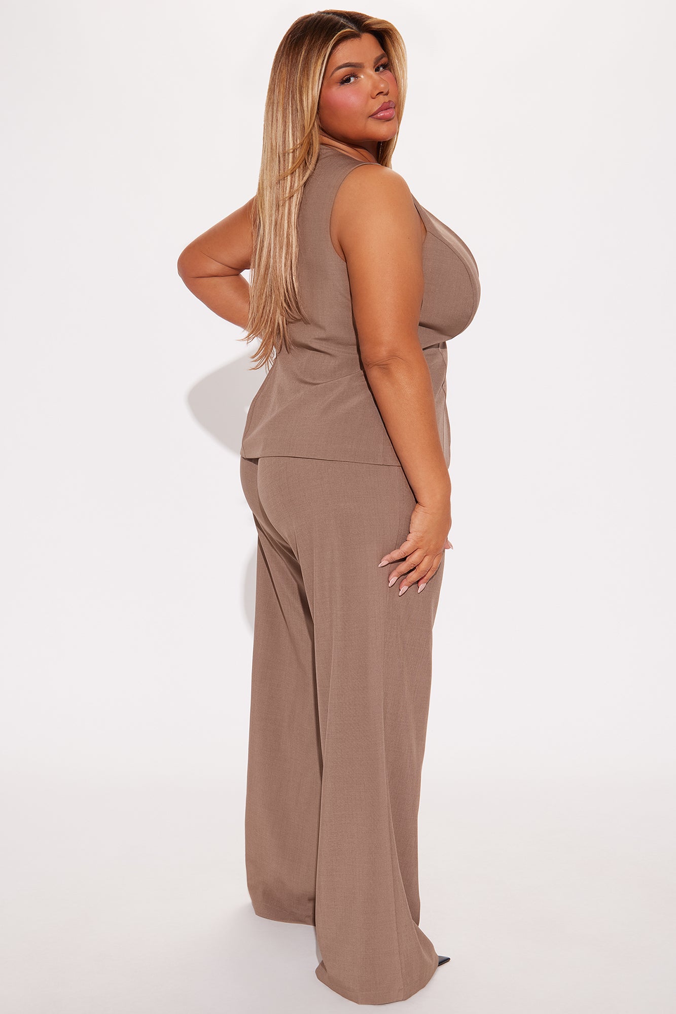 Tessa Vest Pant Set - Mocha - Image 6