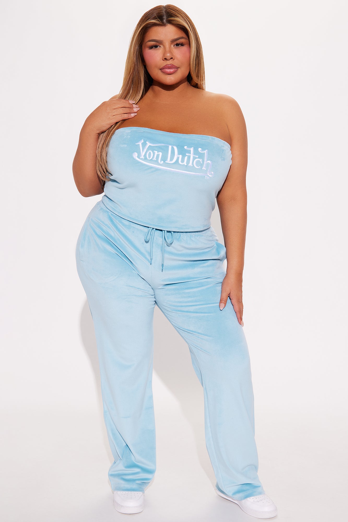 Von Dutch Velour Tube Top - Blue - Image 5
