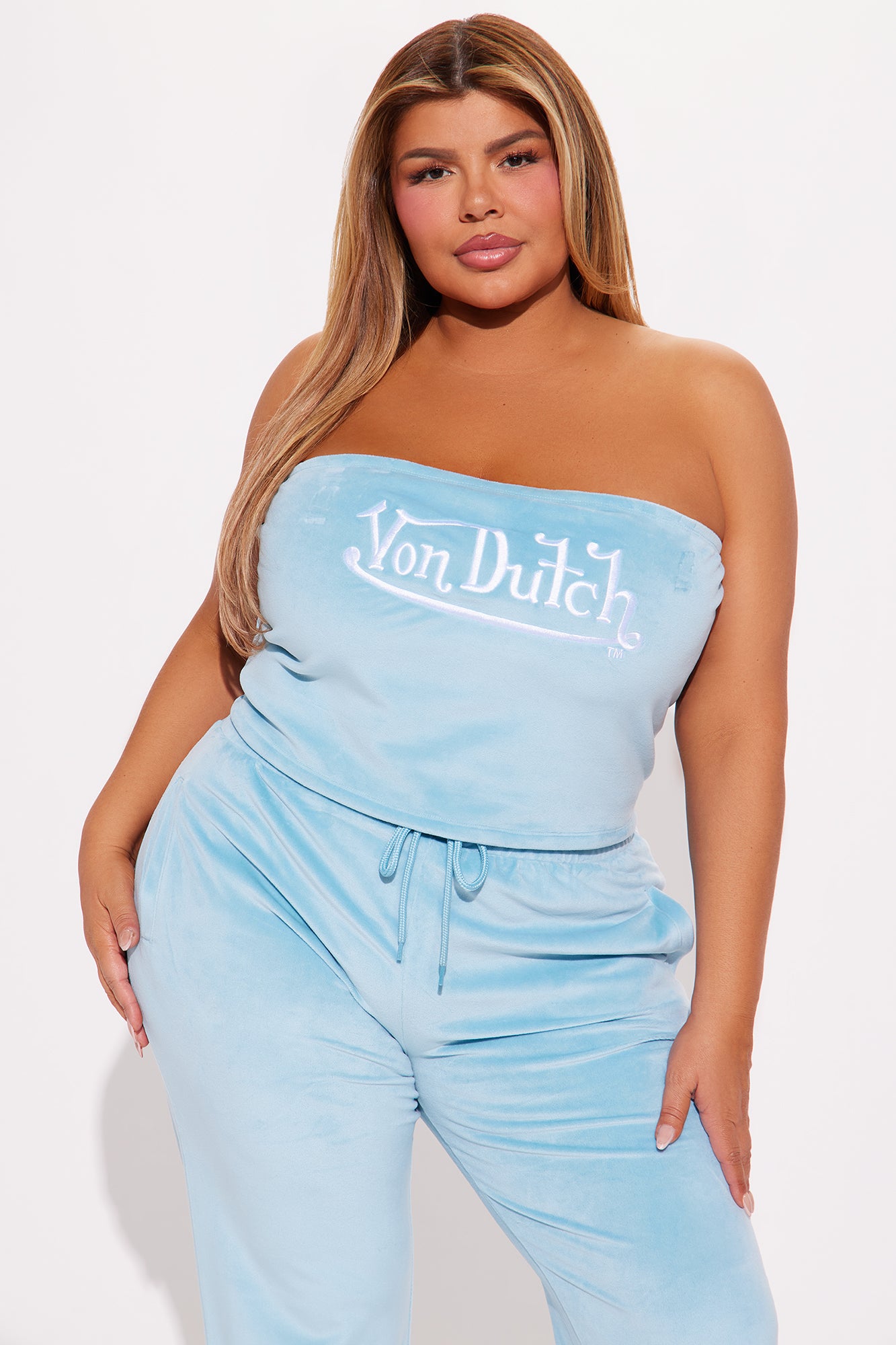 Von Dutch Velour Tube Top - Blue - Image 4