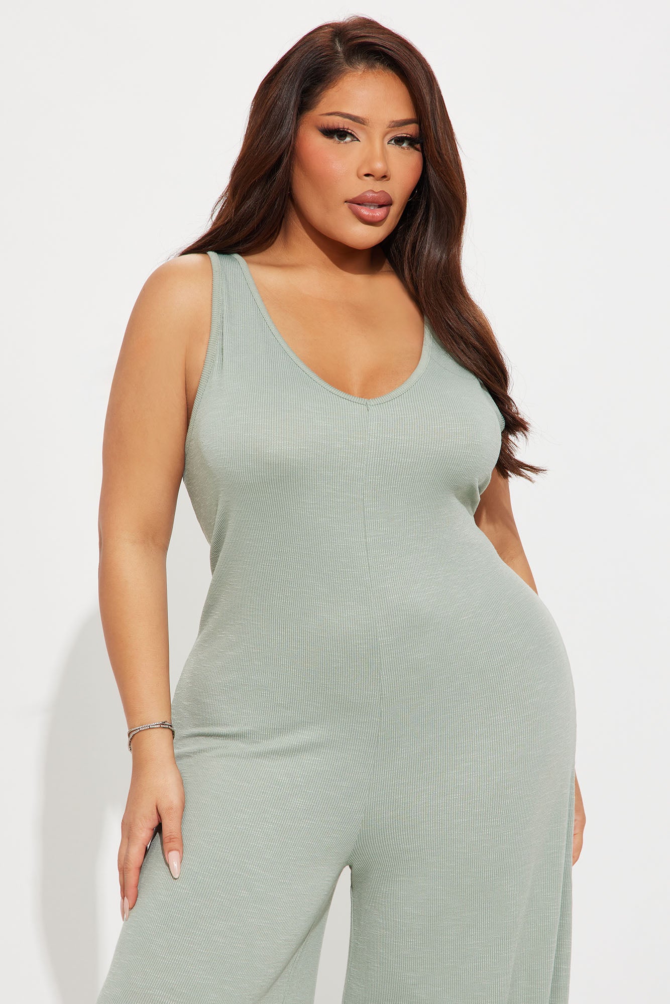 Making My Way Ribbed Jumpsuit - Sage - Image 5