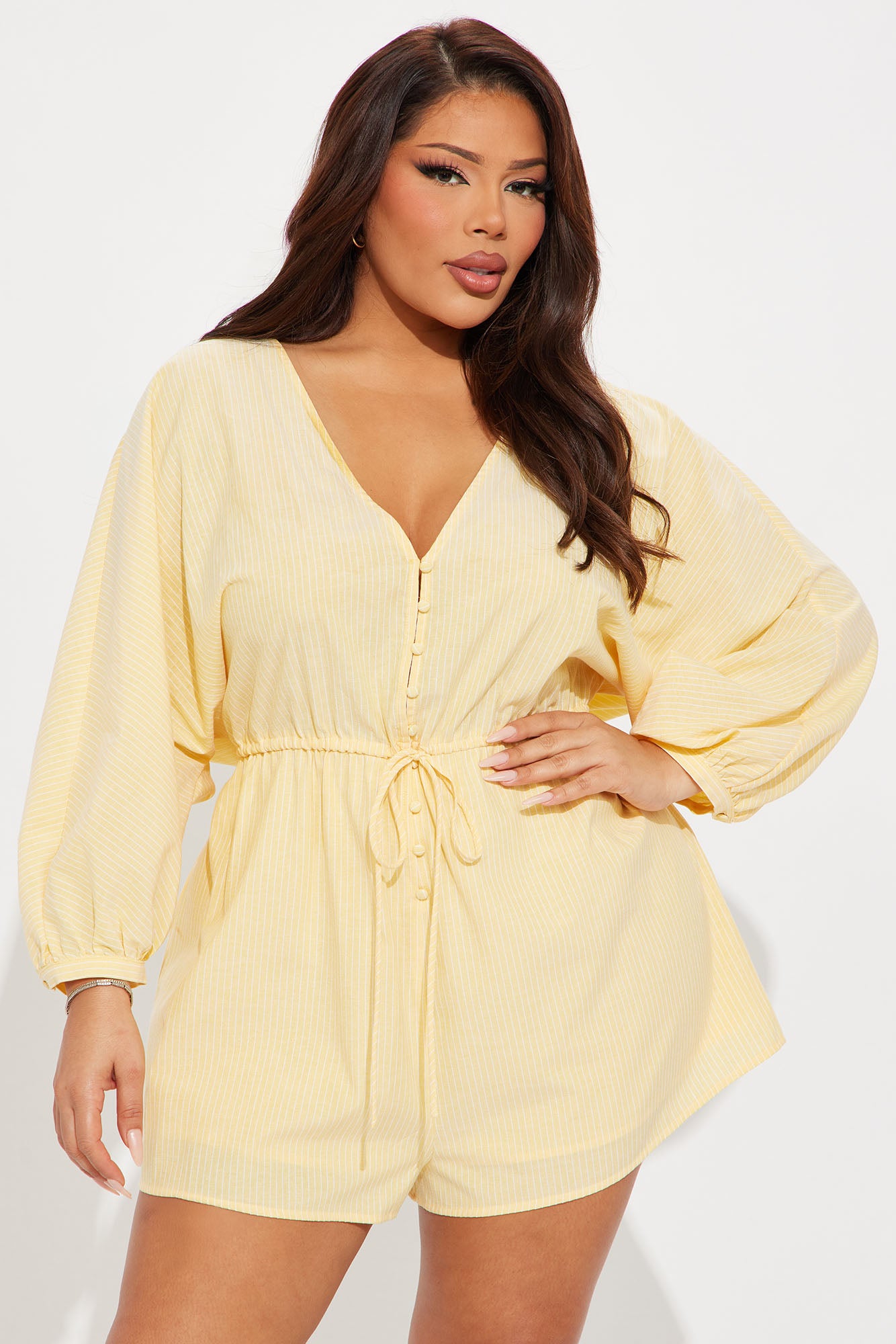 Maribel Linen Romper - Yellow - Image 5