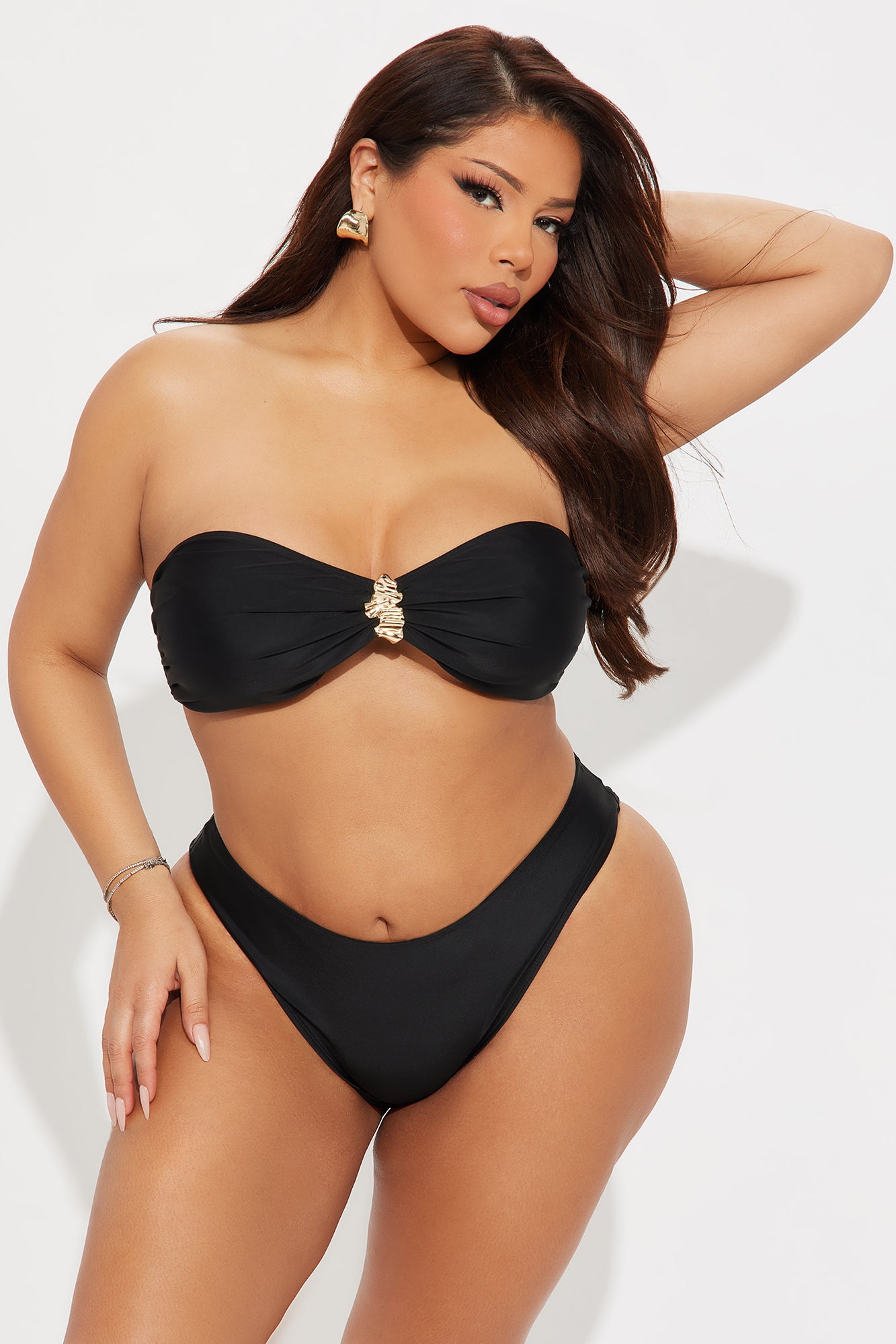 Island Summers Hardware Texture 3 Piece Bikini Skirt Set - Black - Image 8