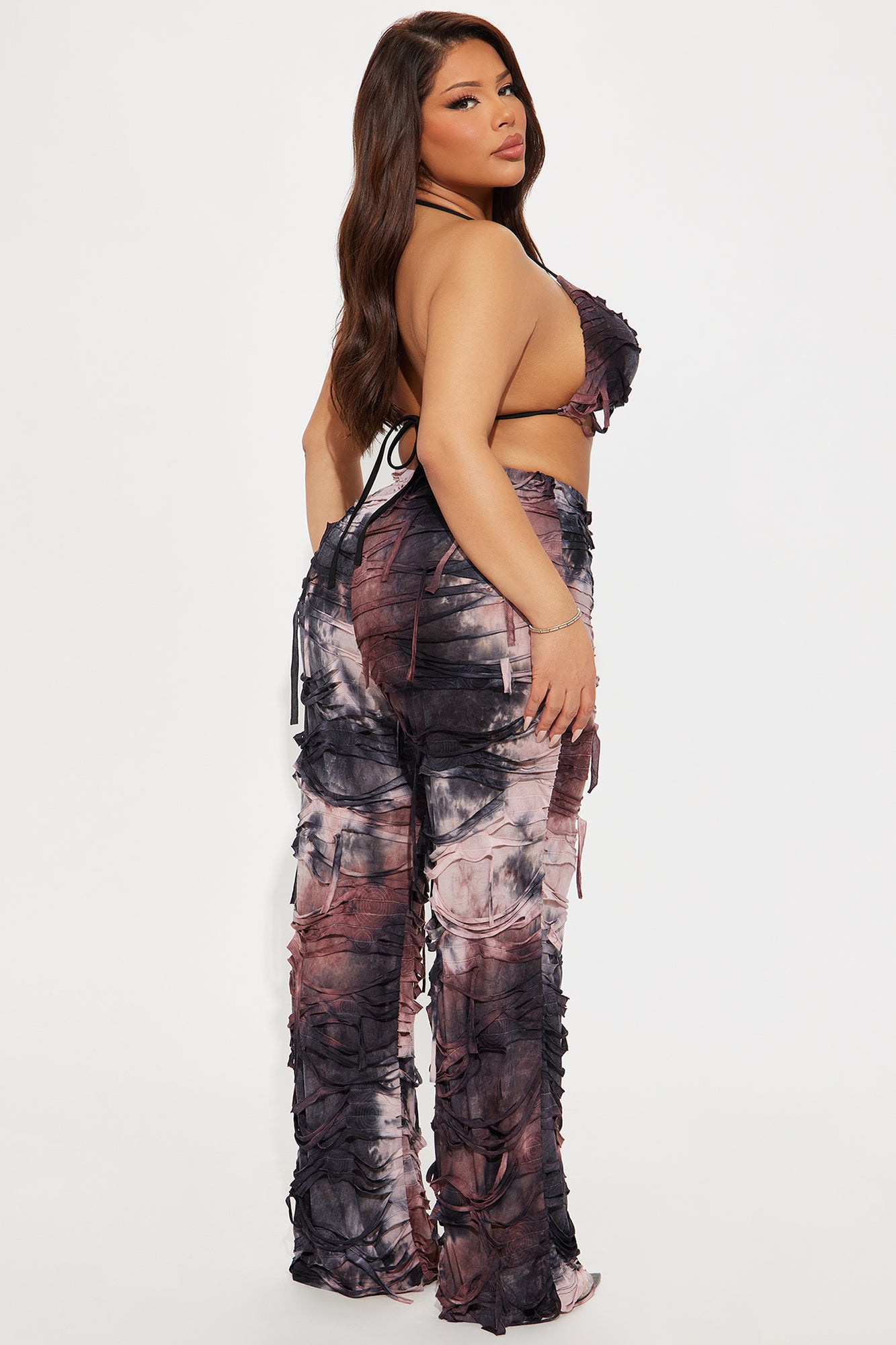 Stranded In Paradise Distressed 3 Piece Bikini Pants Set - Grey/combo - Image 11