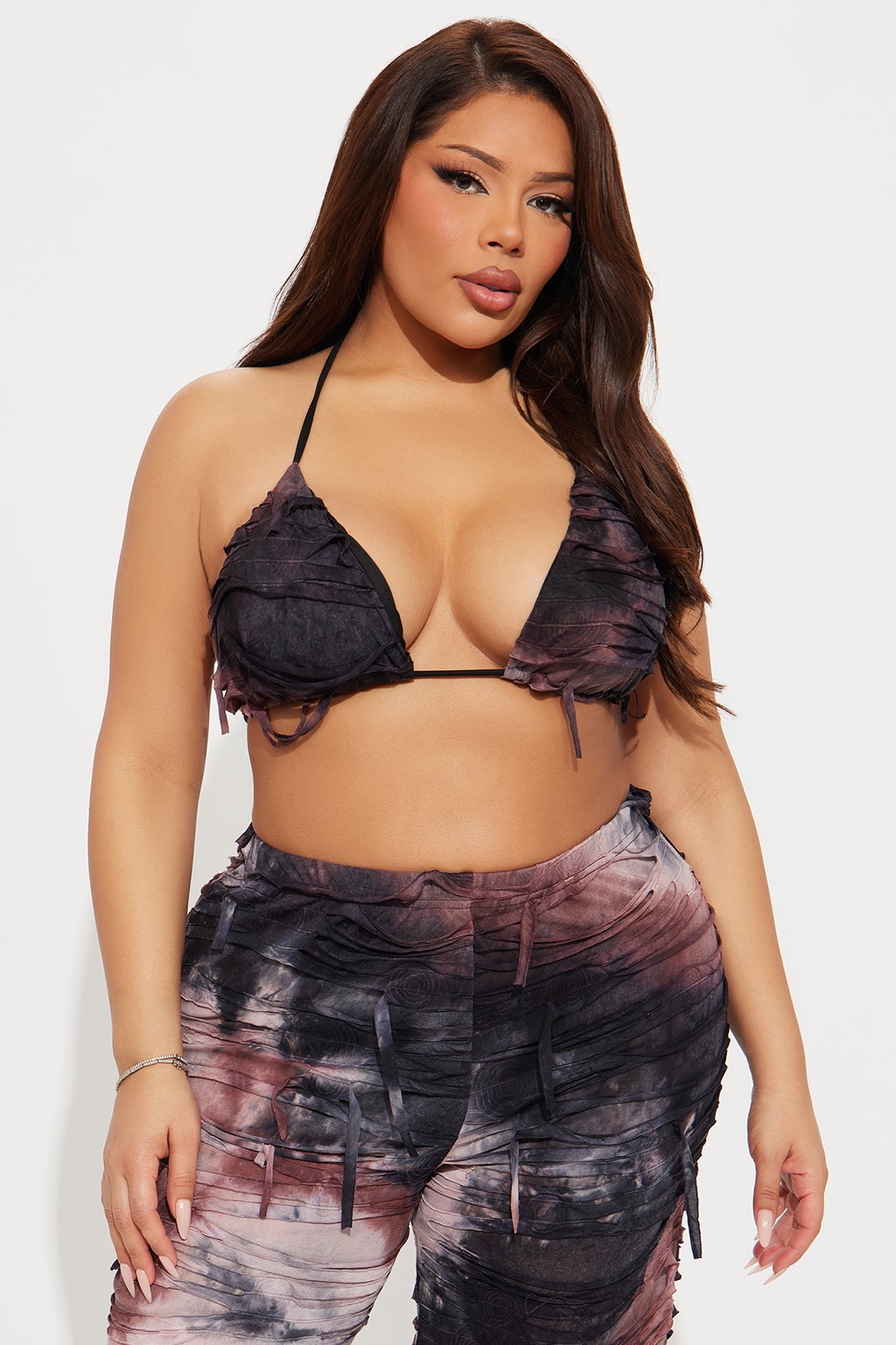 Stranded In Paradise Distressed 3 Piece Bikini Pants Set - Grey/combo - Image 7