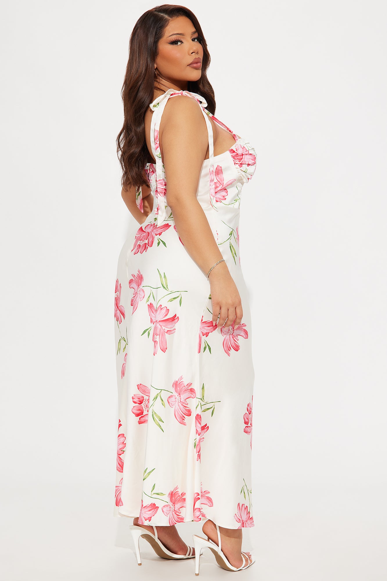 Garden Dreams Satin Maxi Dress - White/combo - Image 6