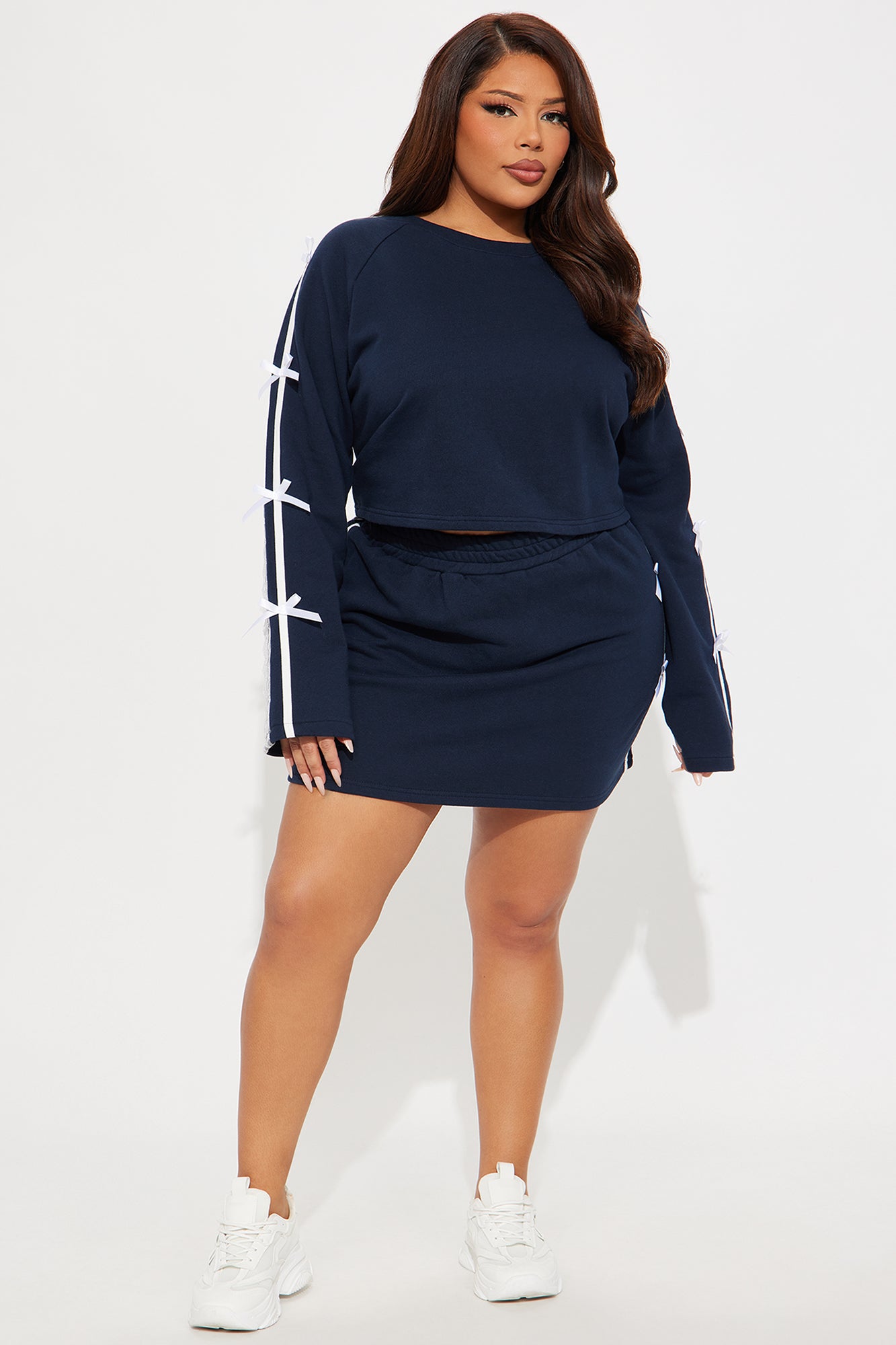 Abby Bow Fleece Skirt Set - Navy - Image 5